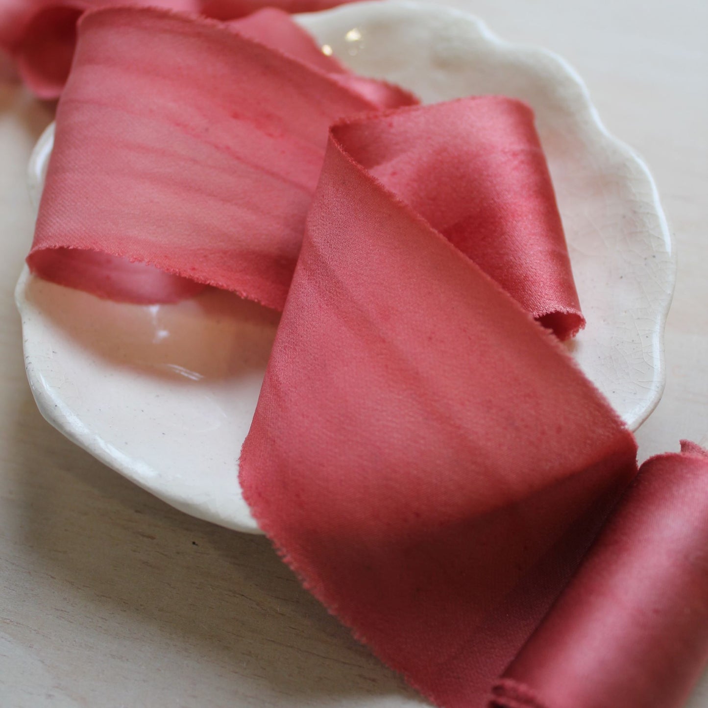 Dusty RED Silk Charmeuse Ribbon Bias Cut LIMITED