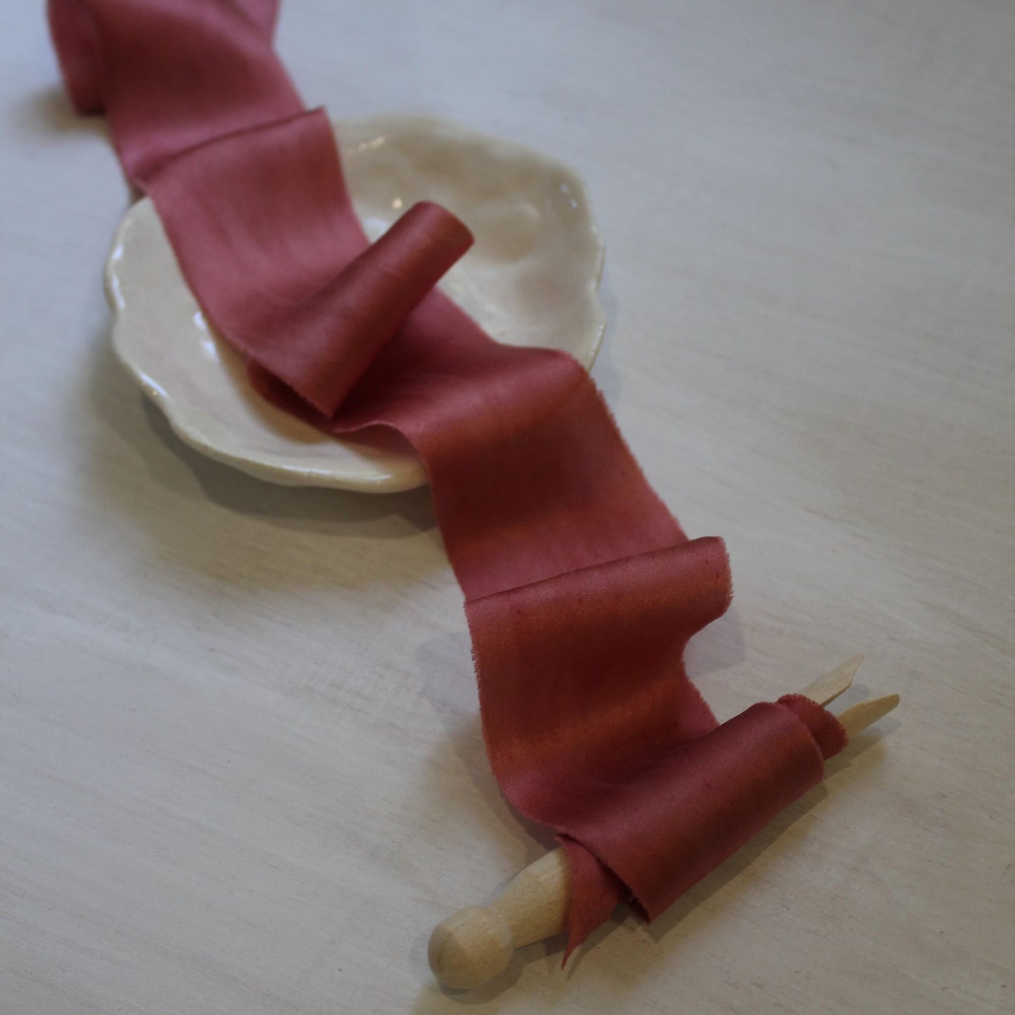 Dusty RED Silk Charmeuse Ribbon Bias Cut LIMITED