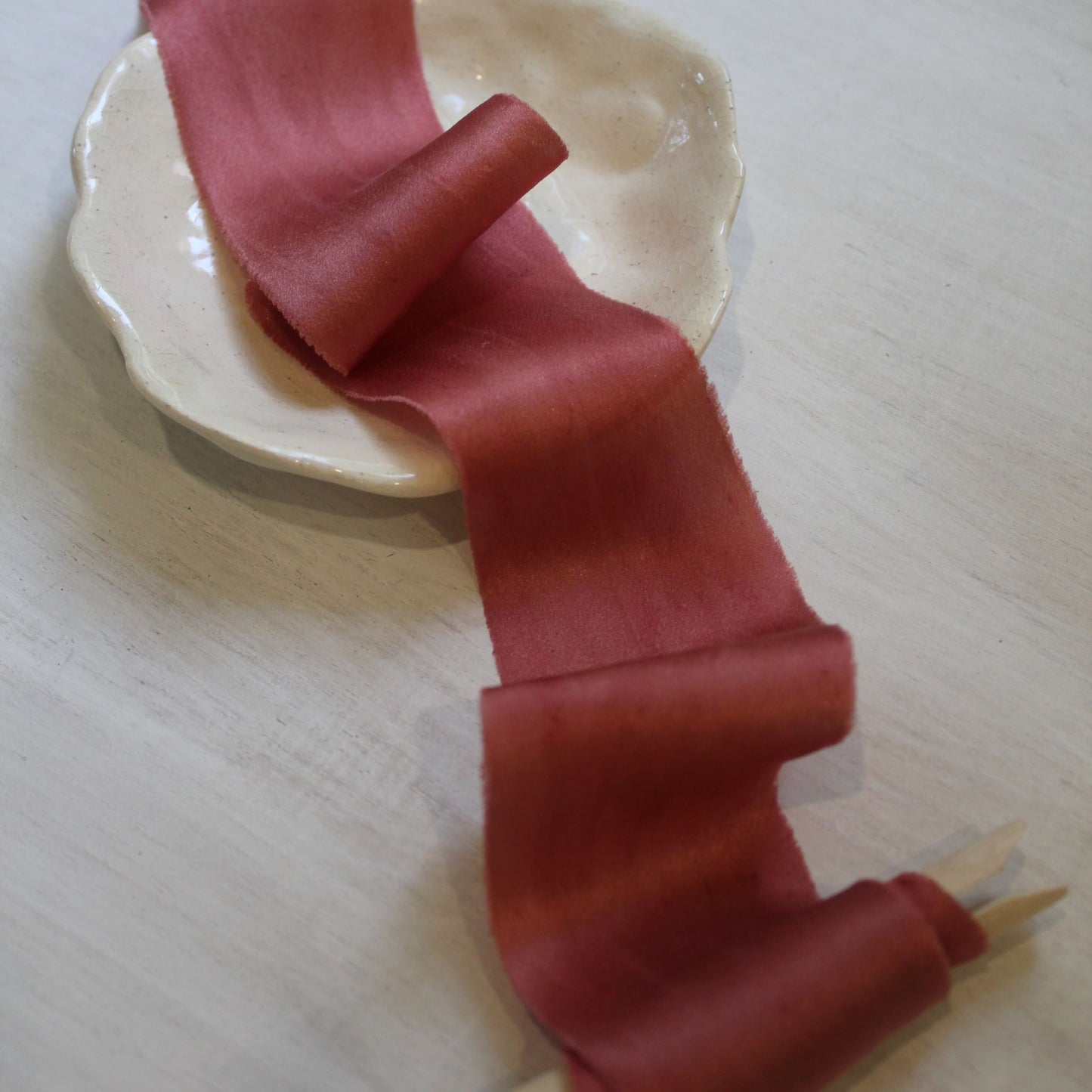 Dusty RED Silk Charmeuse Ribbon Bias Cut LIMITED