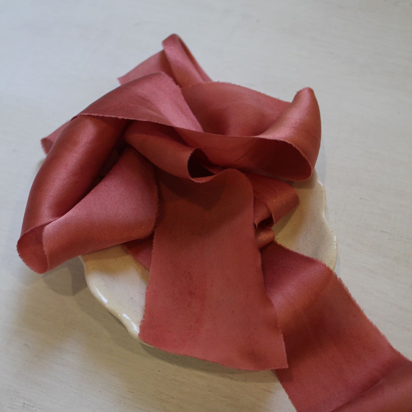 Dusty RED Silk Charmeuse Ribbon Bias Cut LIMITED