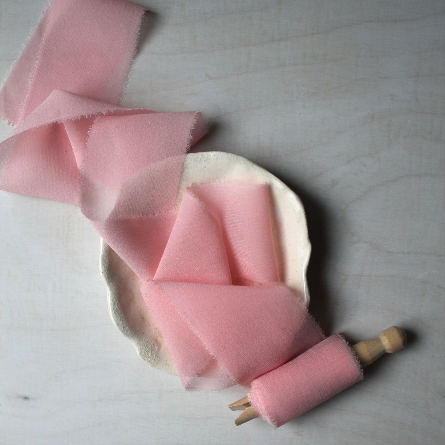 IRIDESCENT PINK Silk Chiffon Ribbon Hand Torn