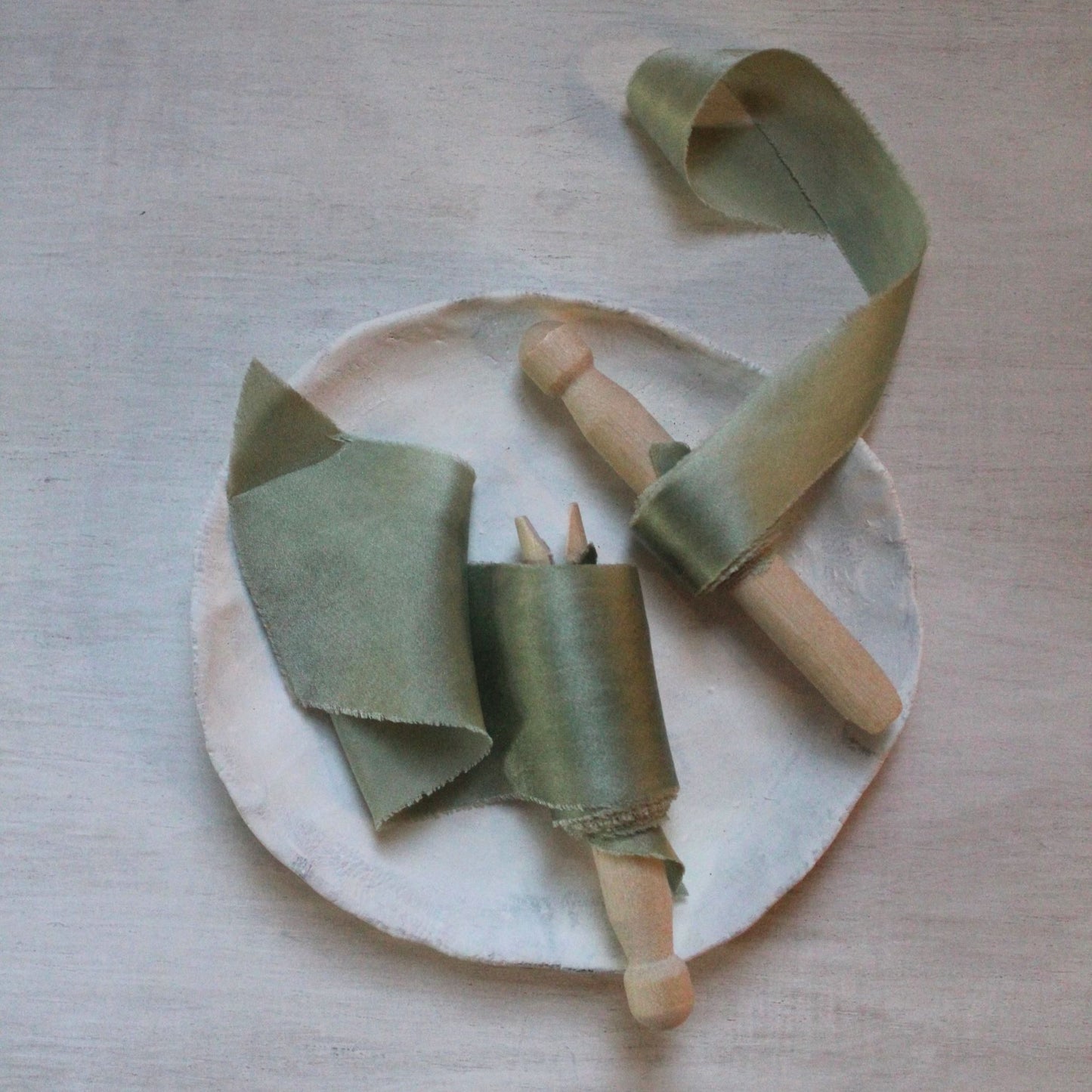 SAGE Silk Charmeuse Ribbon Bias Cut