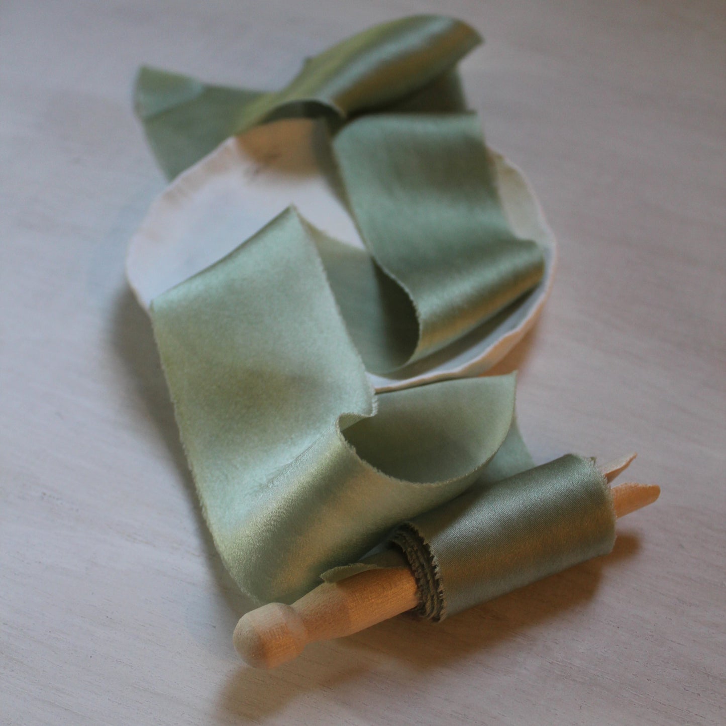 SAGE Silk Charmeuse Ribbon Bias Cut