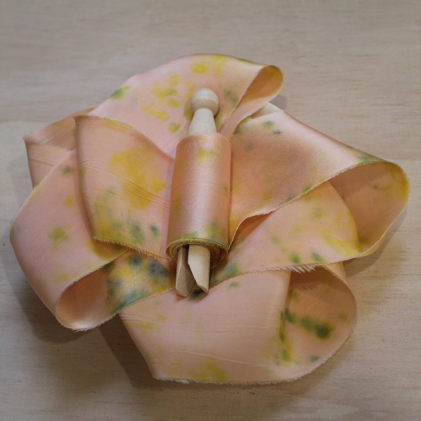 PANSY print Silk Charmeuse Ribbon Hand Torn