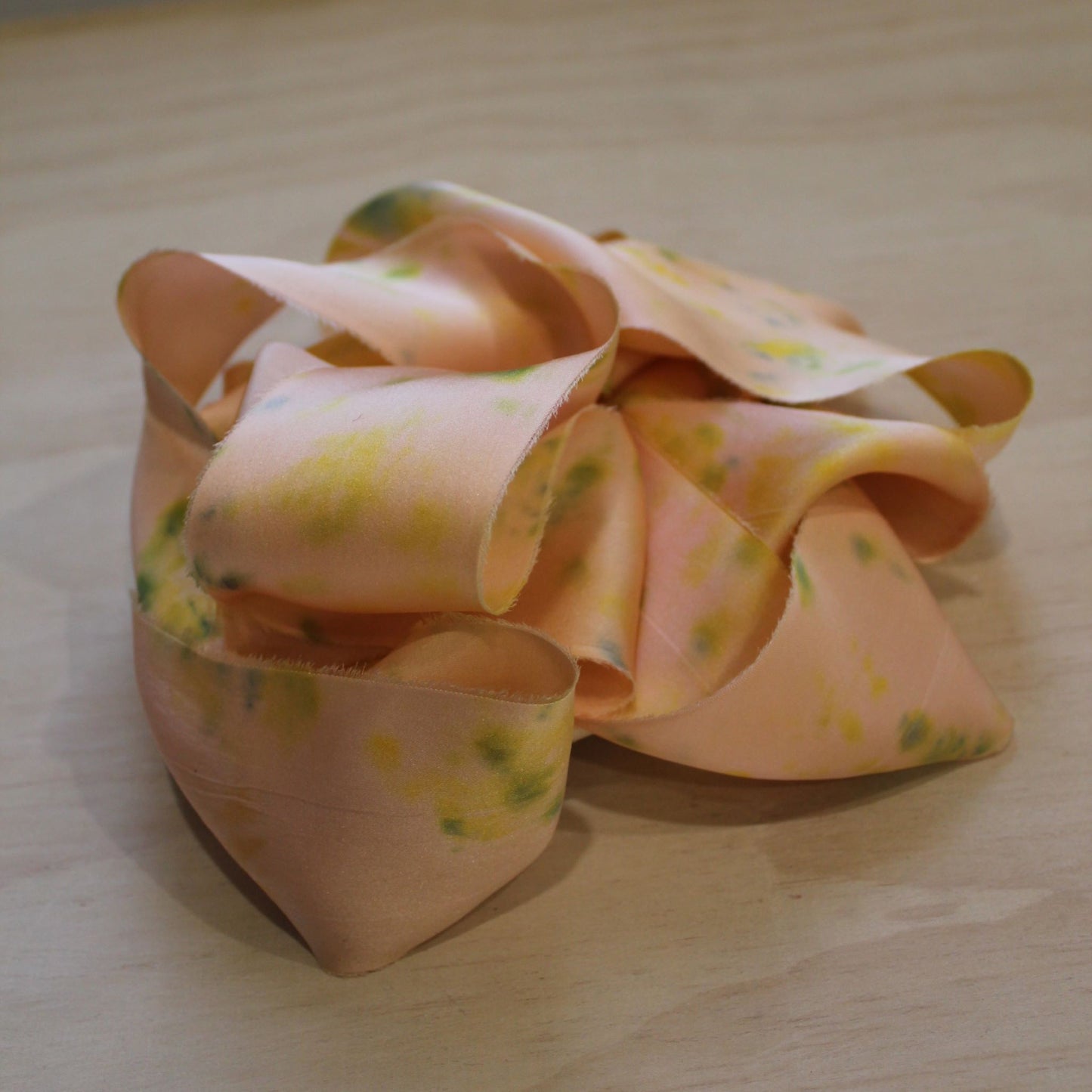 PANSY print Silk Charmeuse Ribbon Hand Torn
