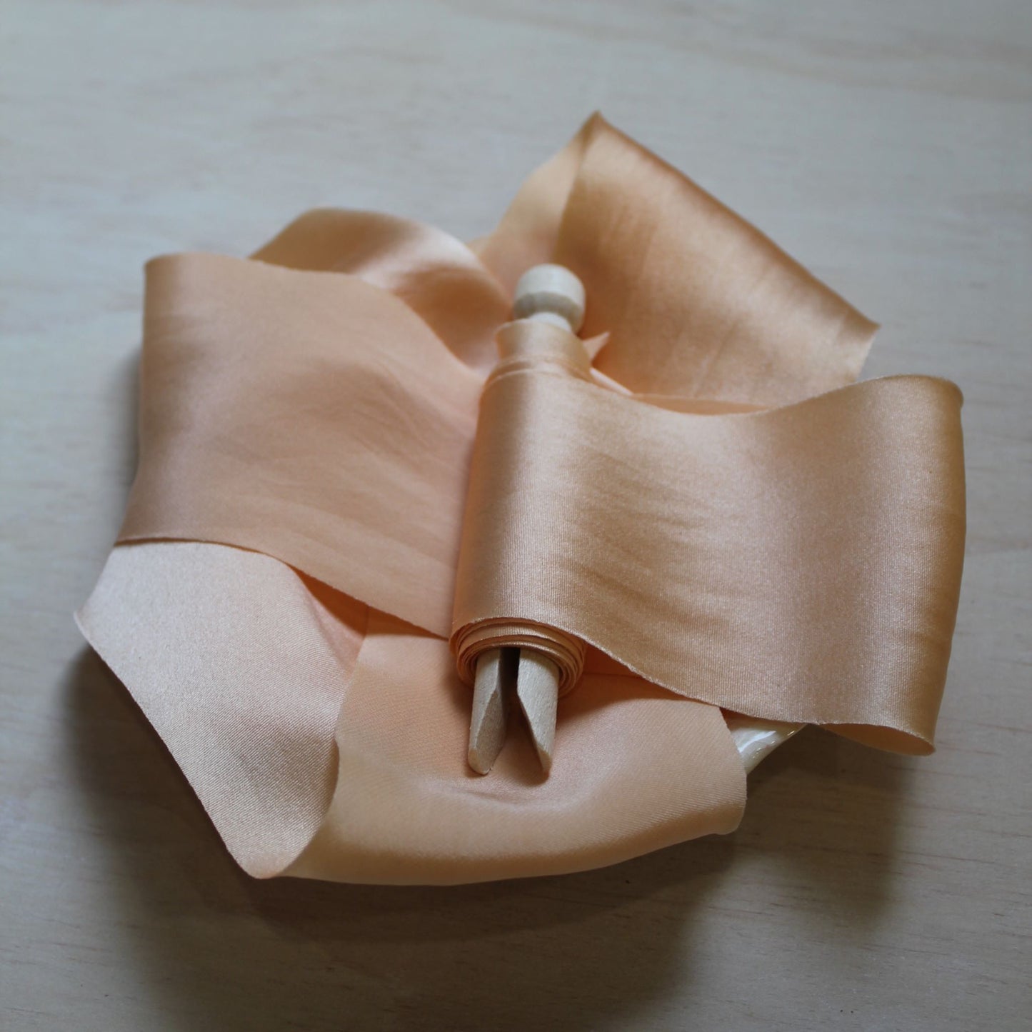 PEACH Silk Charmeuse Ribbon Bias Cut (hand cut)