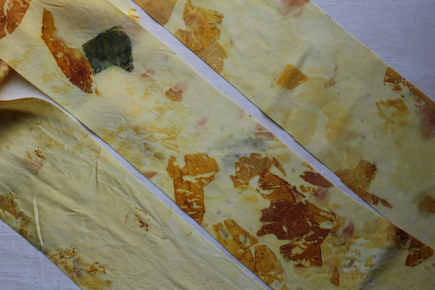 YELLOW Silk Charmeuse Ribbon Bias Cut Print #3