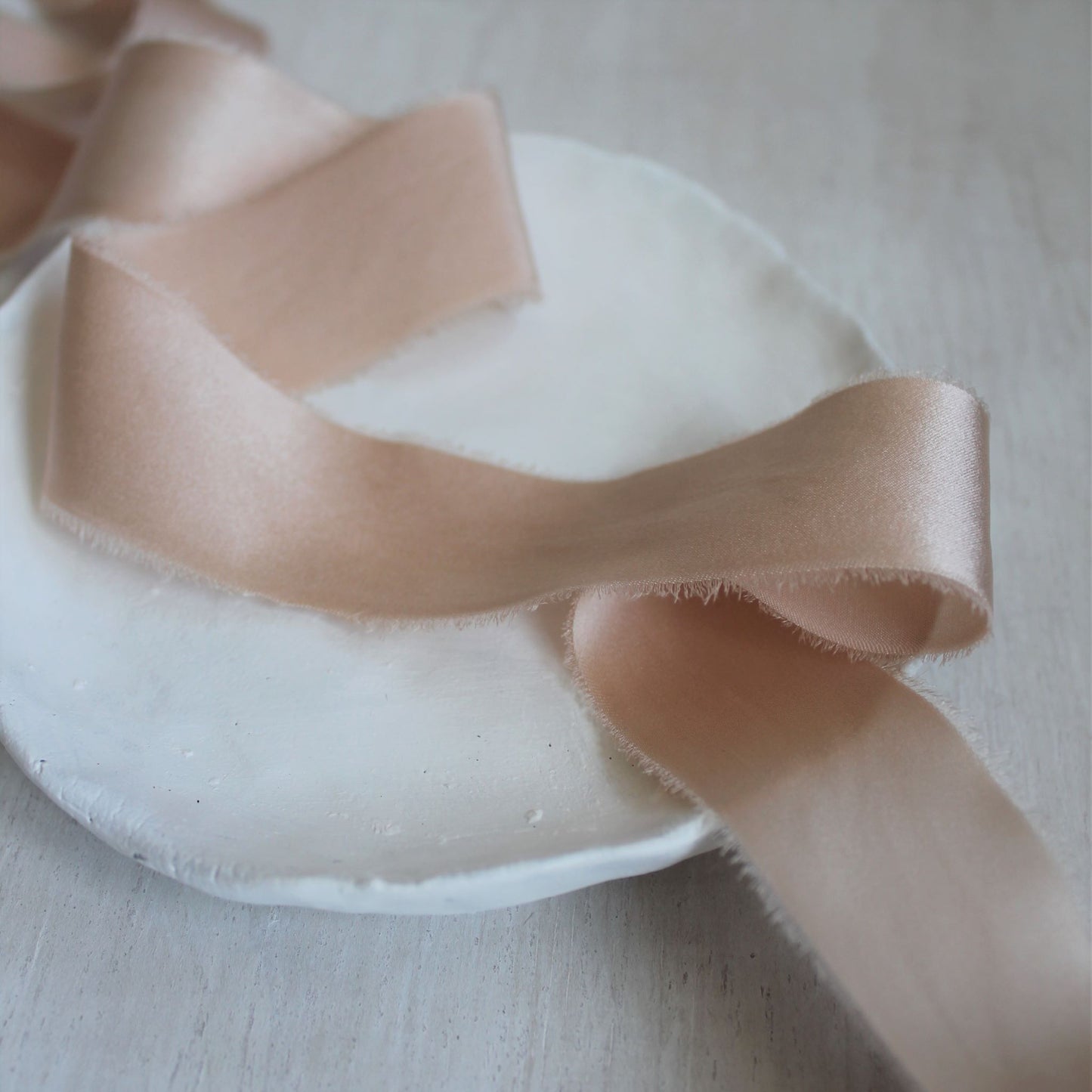 Naturally dyed blush pink silk ribbon for weddings