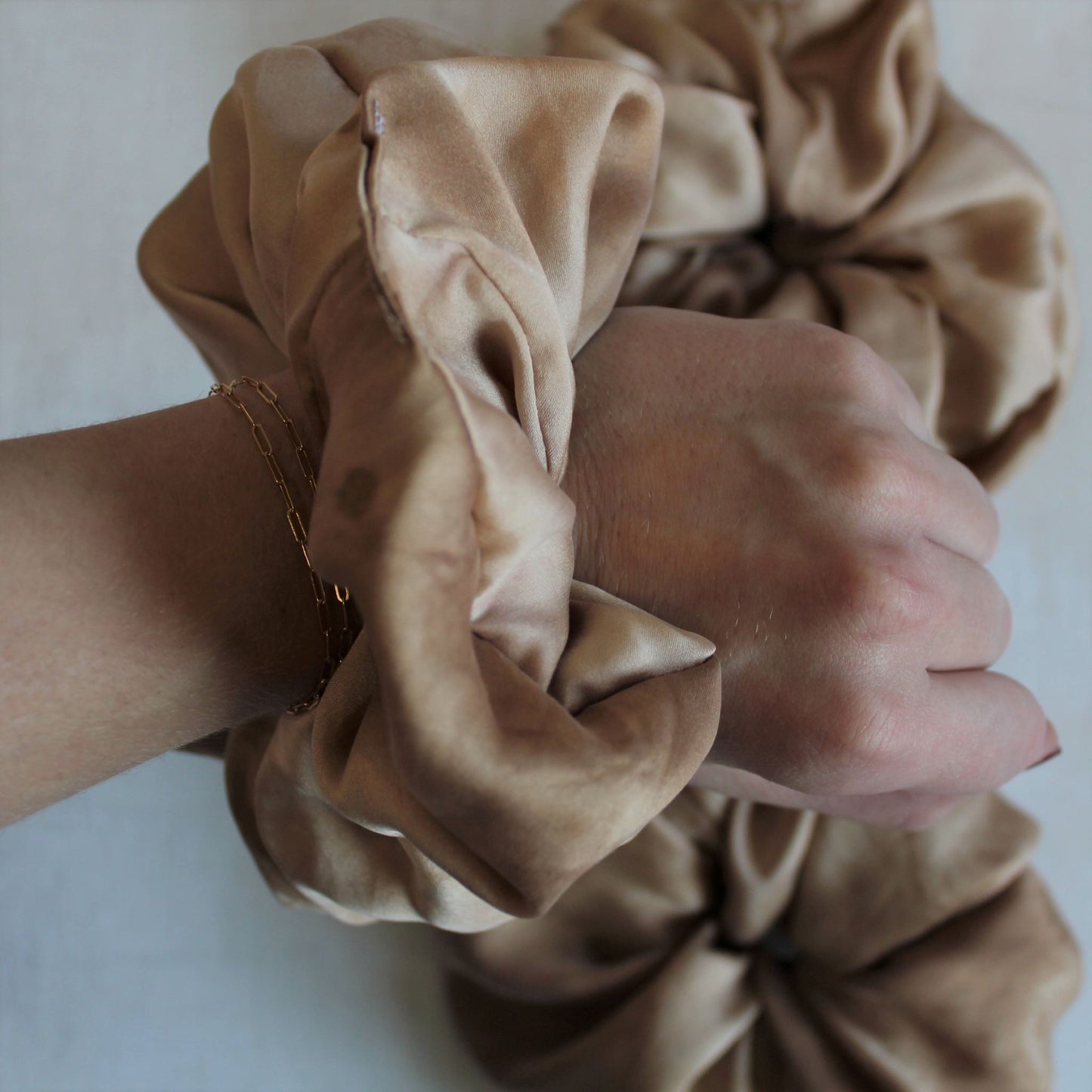 LARGE Silk SCRUNCHIE - sandy