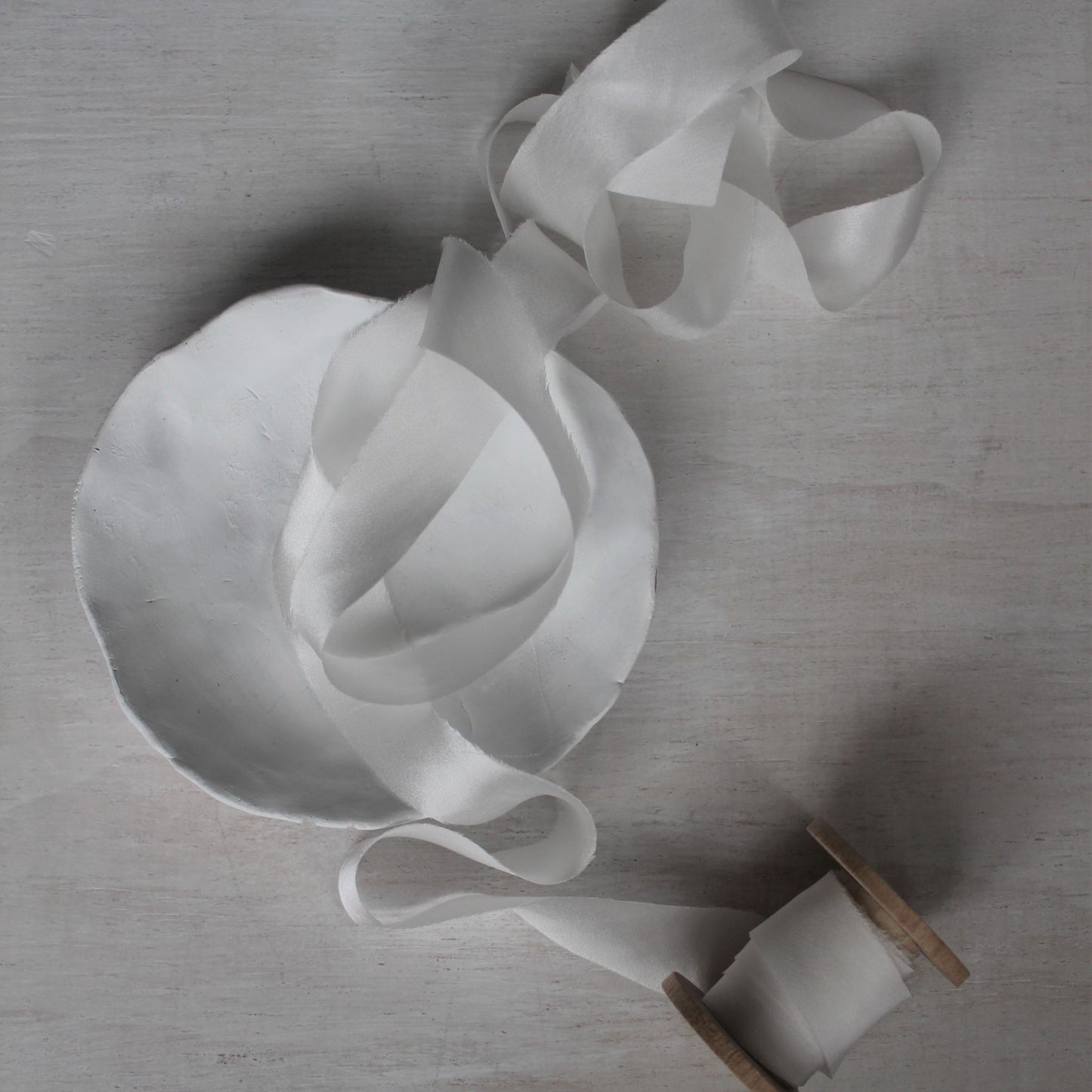 WHITE Silk Charmeuse Ribbon Bias Cut