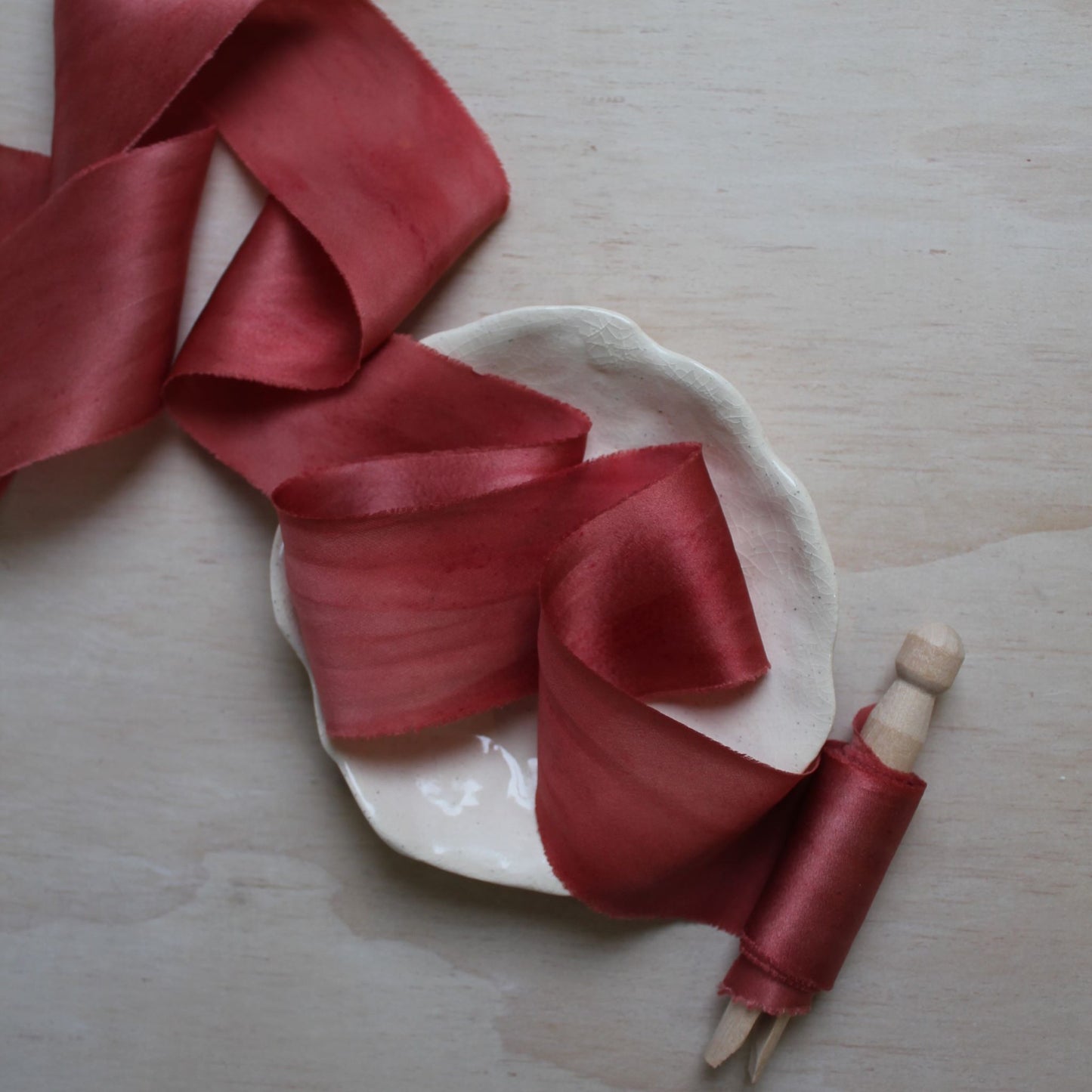 Dusty RED Silk Charmeuse Ribbon Bias Cut LIMITED