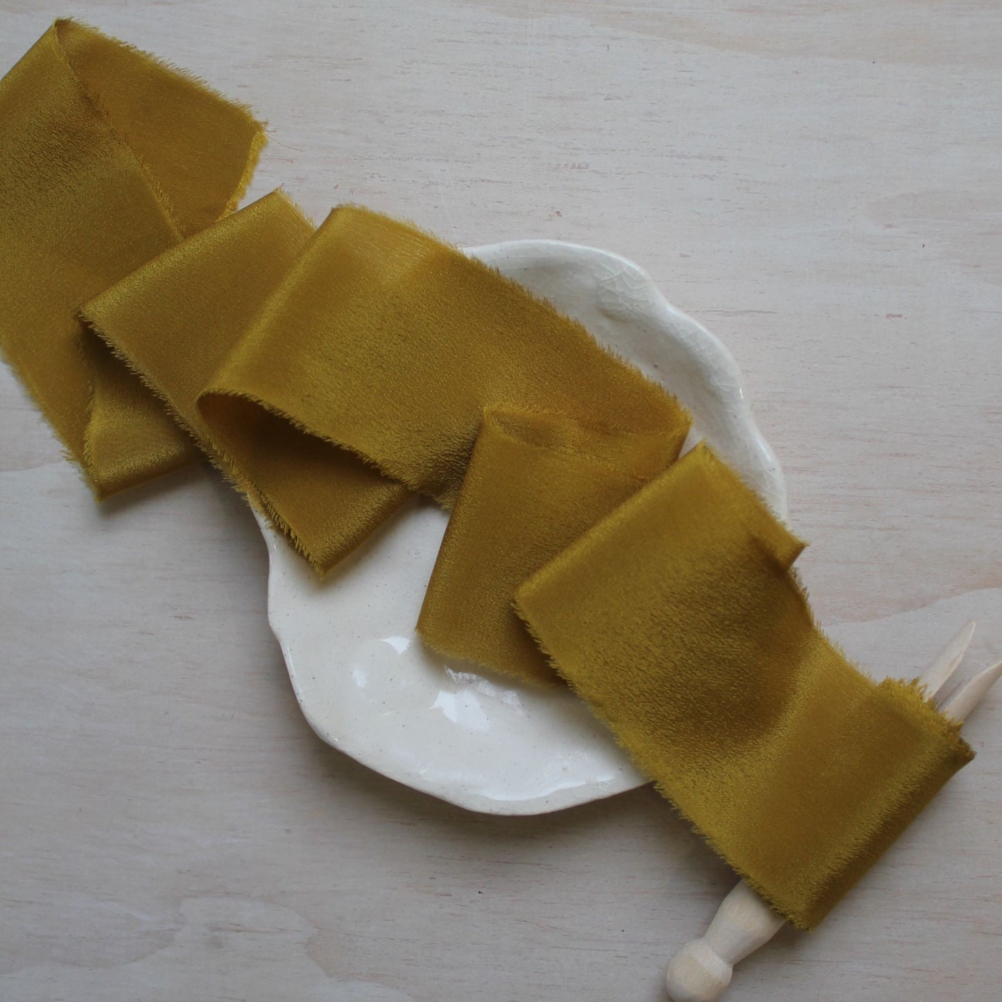 MARIGOLD Silk Ribbon, Crepe de Chine Hand Torn