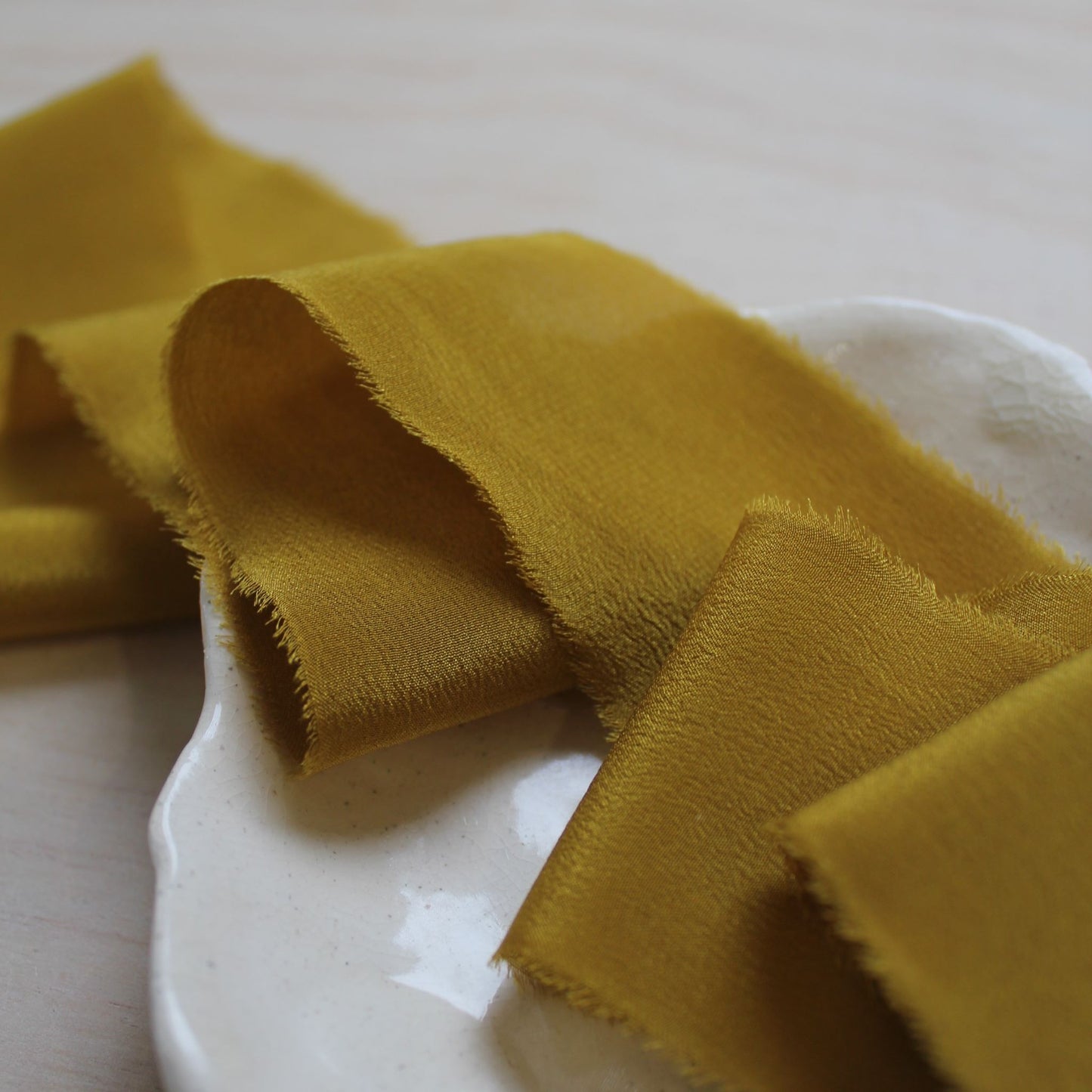 MARIGOLD Silk Ribbon, Crepe de Chine Hand Torn