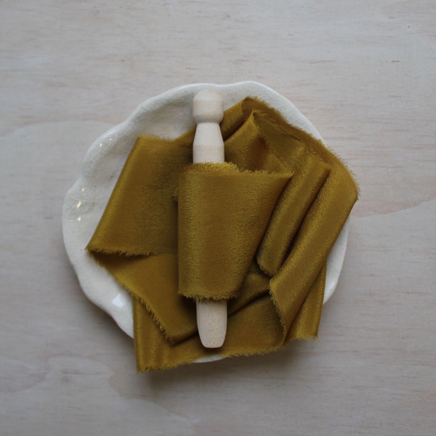 MARIGOLD Silk Ribbon, Crepe de Chine Hand Torn