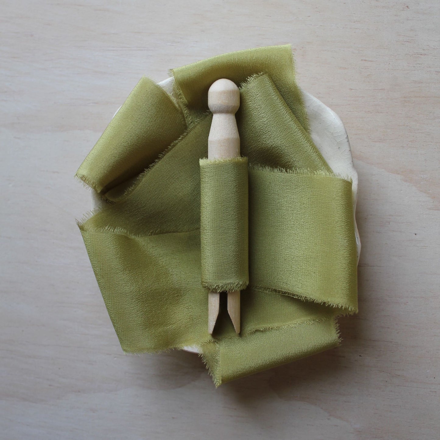 CHARTREUSE Silk Crepe de Chine Ribbon Hand Torn - LIMITED
