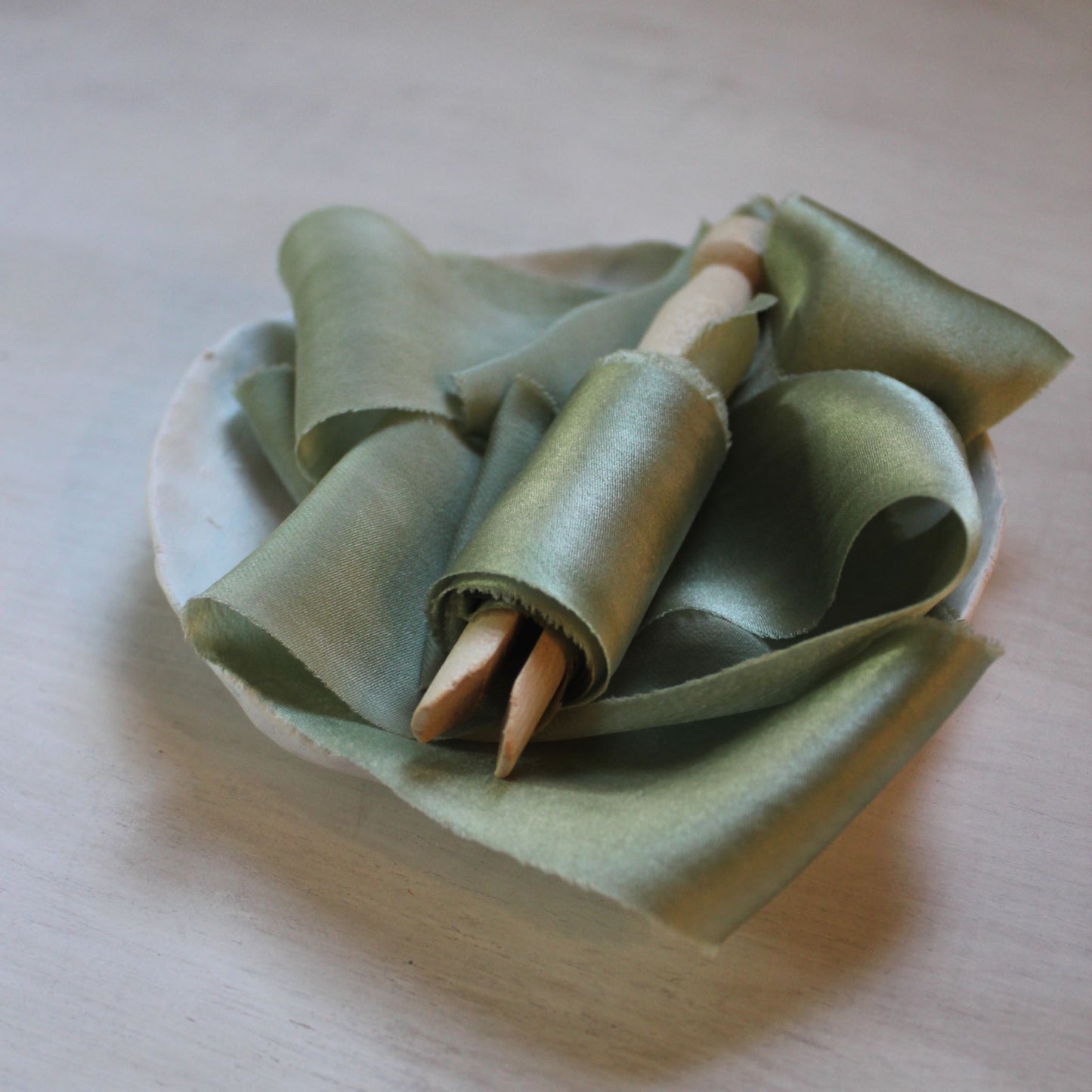 SAGE Silk Charmeuse Ribbon Bias Cut