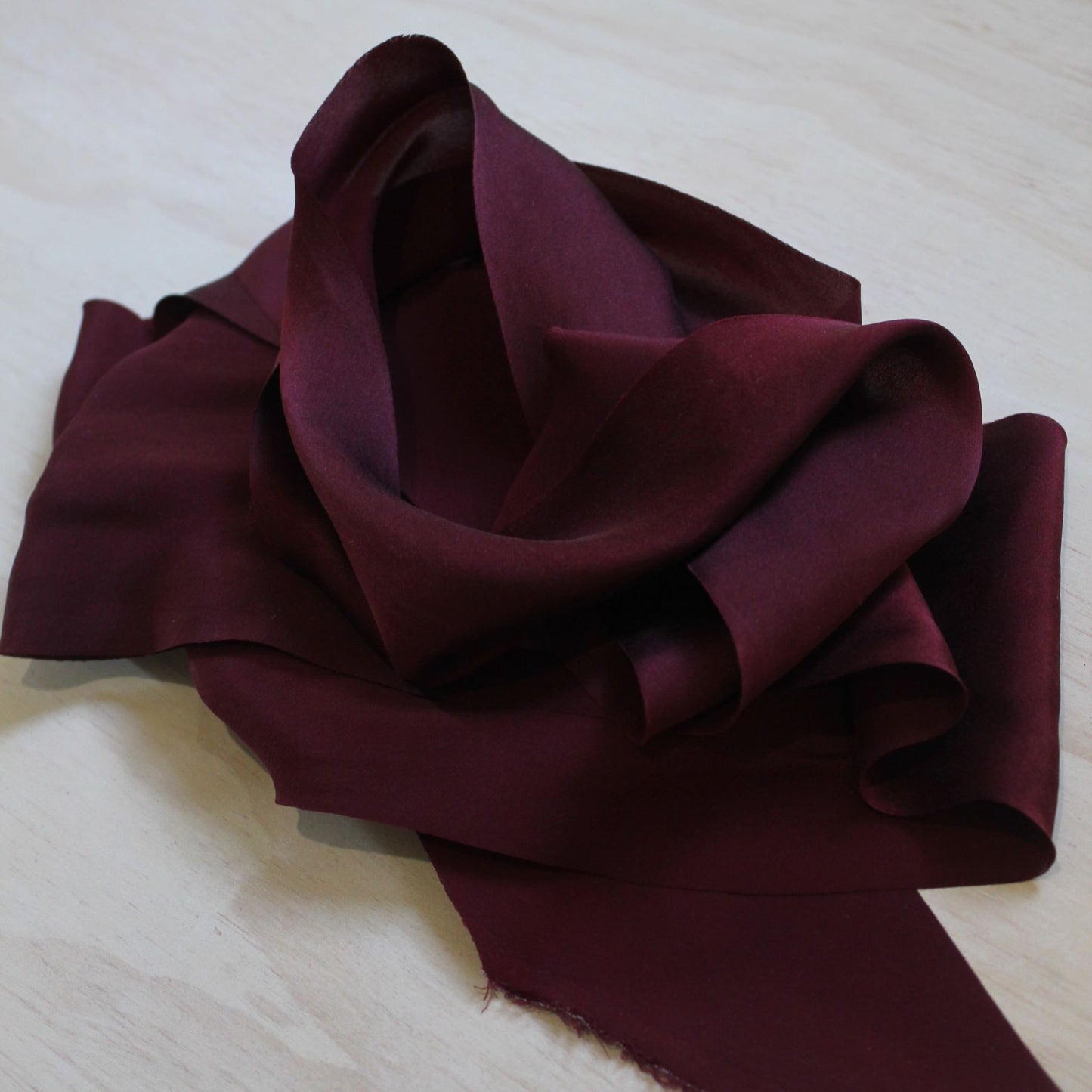 BURGUNDY Silk Charmeuse Ribbon Bias Cut (hand cut)