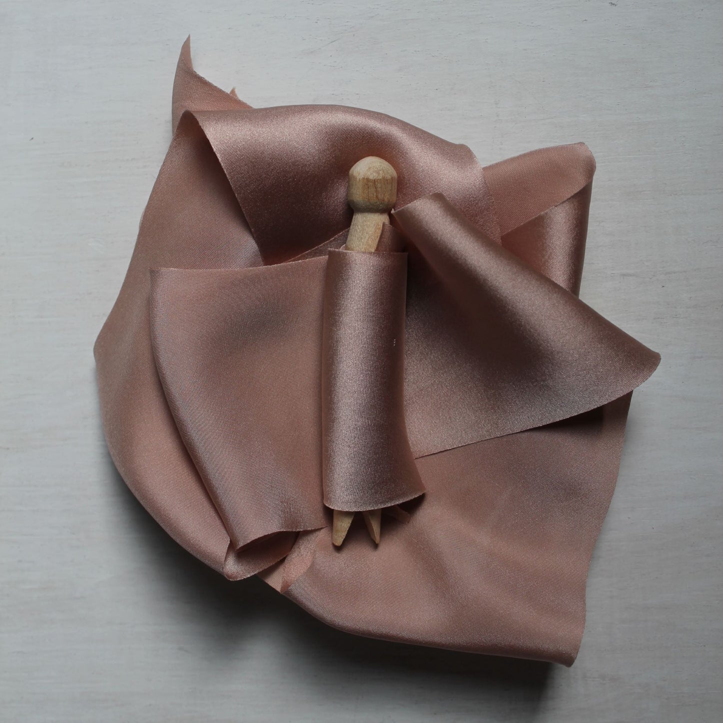 DUSTY ROSE Silk Charmeuse Ribbon Bias Cut (hand cut)