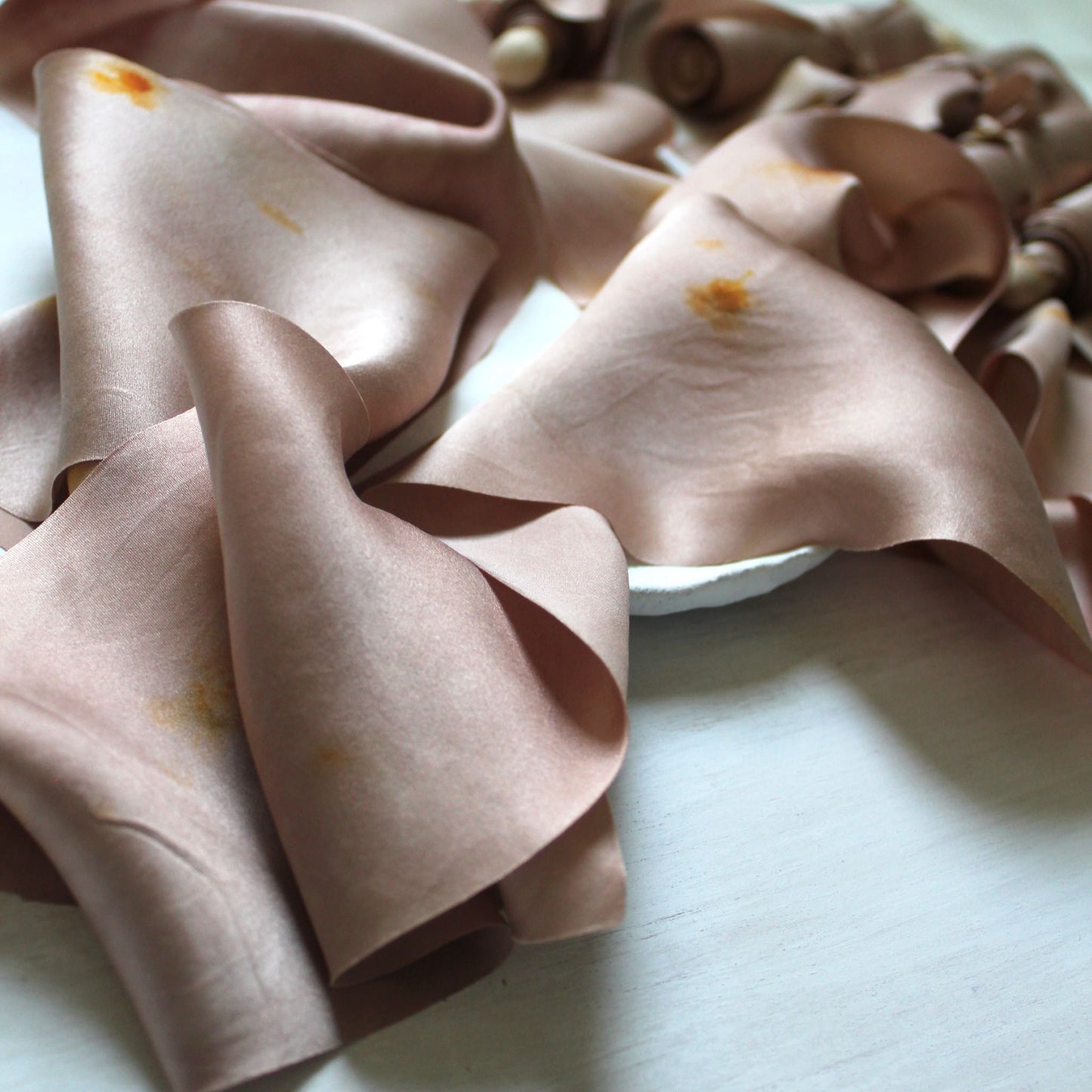 Silk Charmeuse Ribbon Bias Cut Print #4 - Coreopsis flowers
