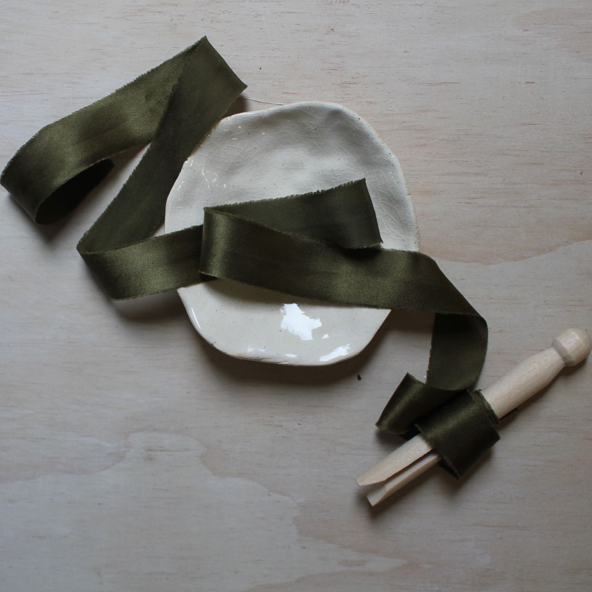 Luxe wedding ribbon in rich green silk charmeuse