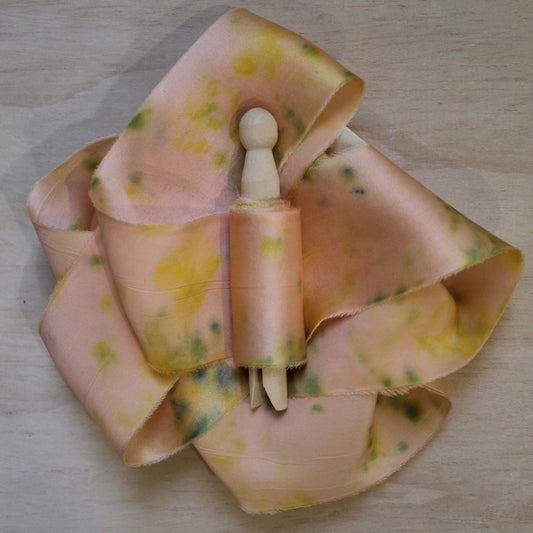 PANSY print Silk Charmeuse Ribbon Hand Torn