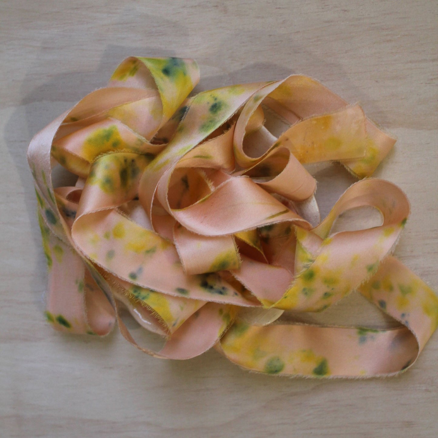 PANSY print Silk Charmeuse Ribbon Hand Torn