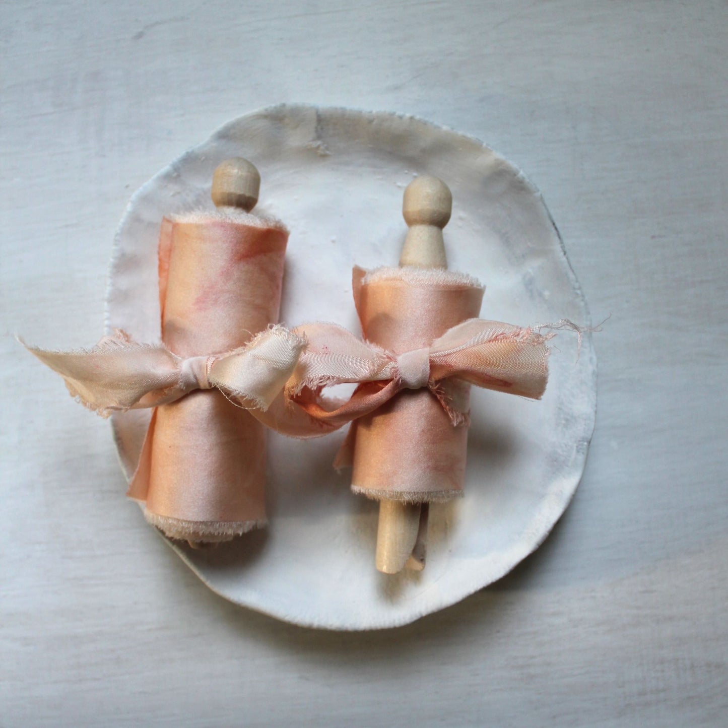 TIE DYE PINK BLUSH Silk Charmeuse Ribbon Hand Torn