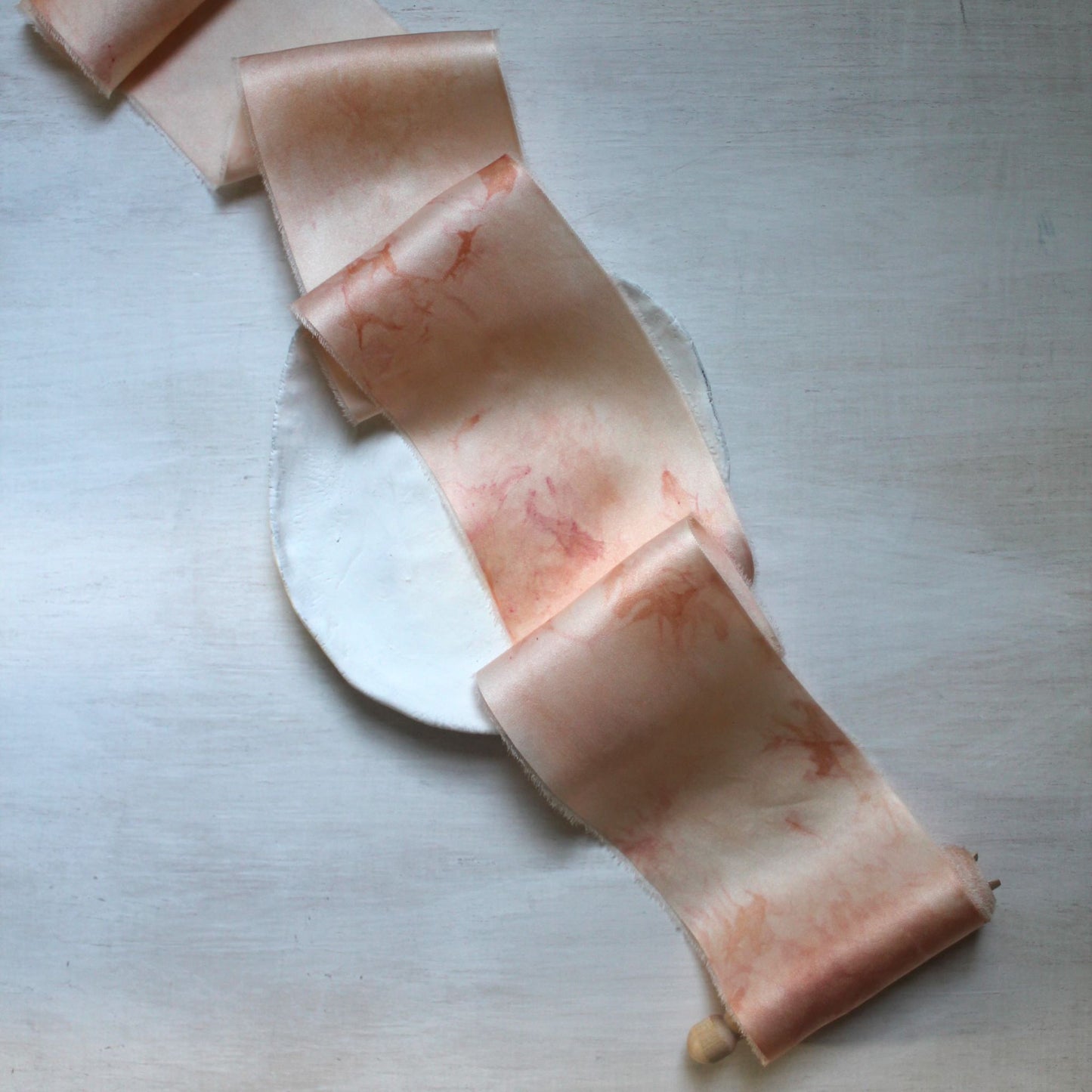 TIE DYE PINK BLUSH Silk Charmeuse Ribbon Hand Torn