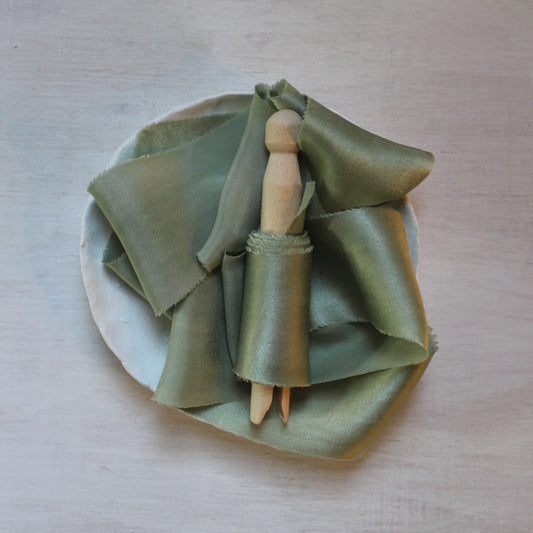 SAGE Silk Charmeuse Ribbon Bias Cut