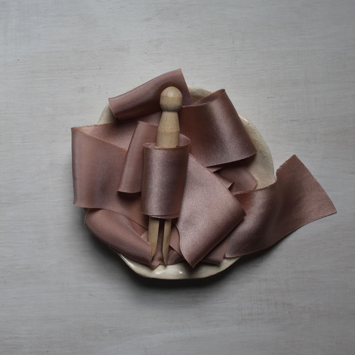 DUSTY ROSE Silk Charmeuse Ribbon Bias Cut (hand cut)
