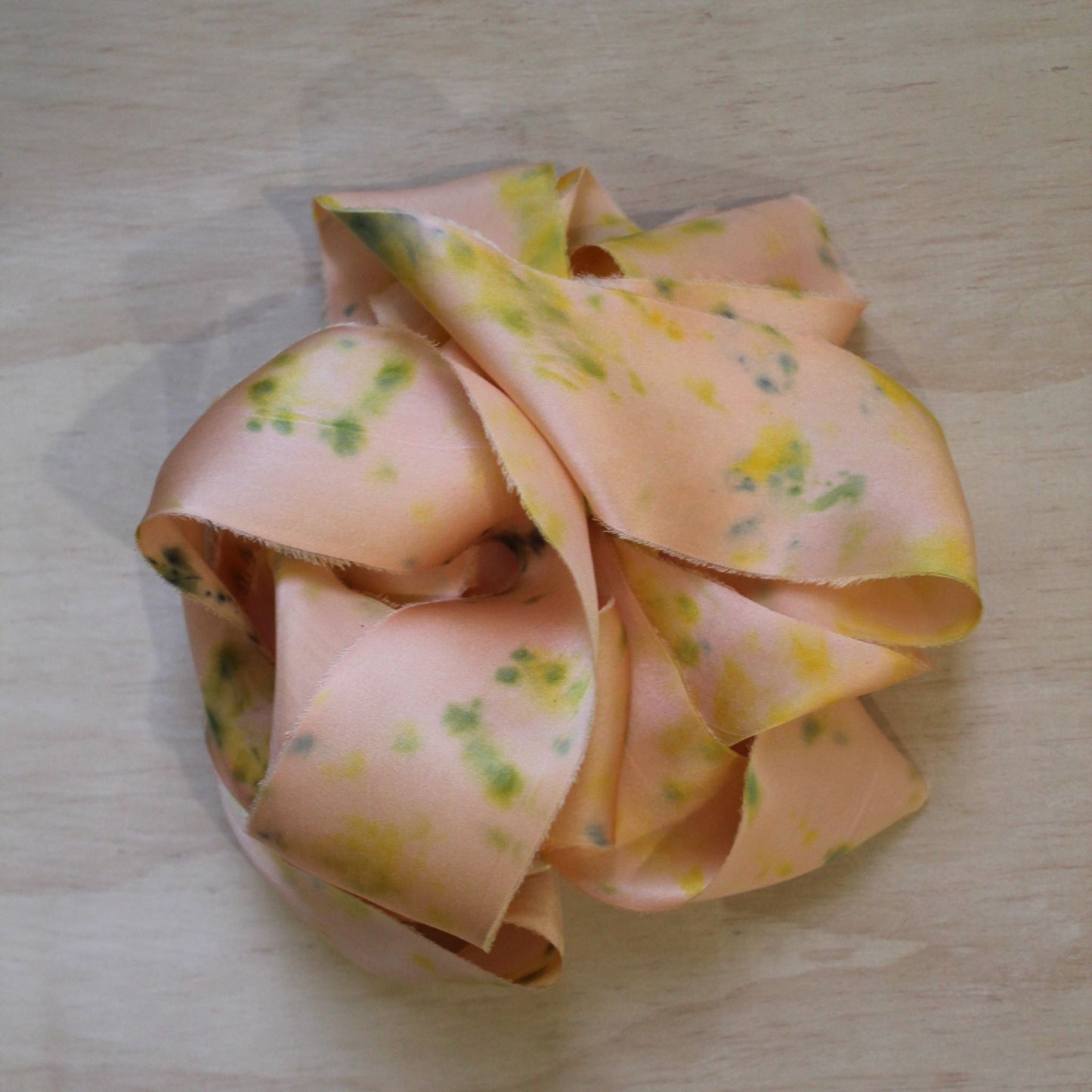 PANSY print Silk Charmeuse Ribbon Hand Torn