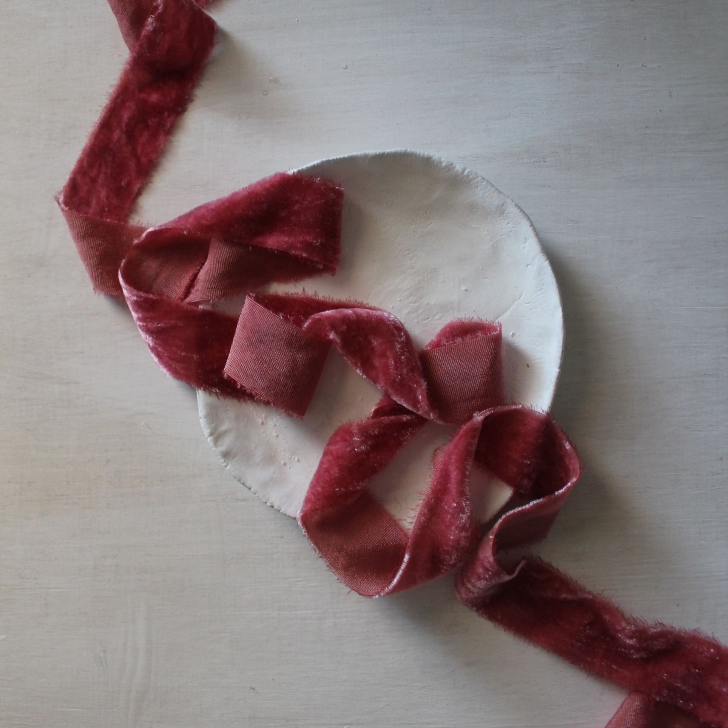 BERRY Silk Velvet Ribbon Hand Torn