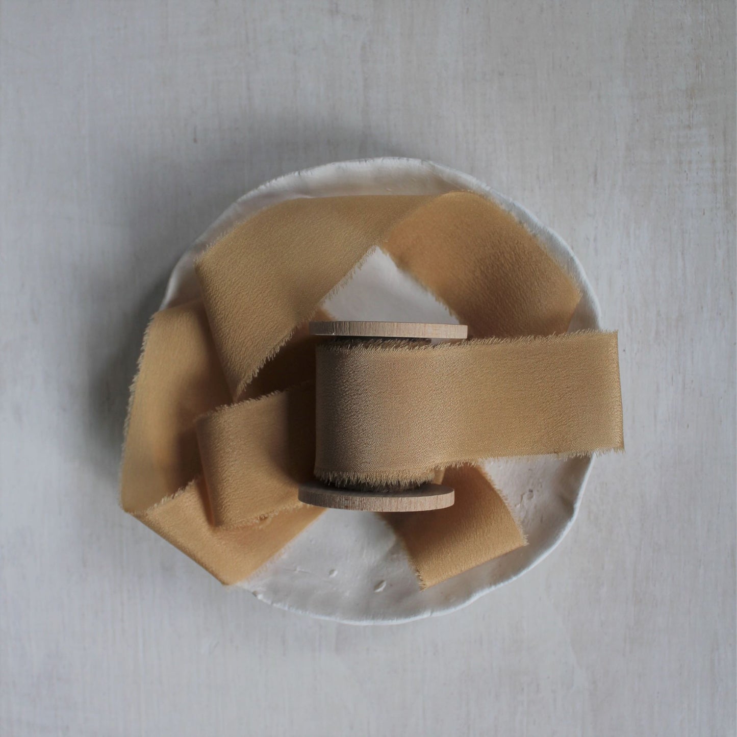 CARAMEL Silk Crepe de Chine Ribbon Hand Torn - LAST CHANCE