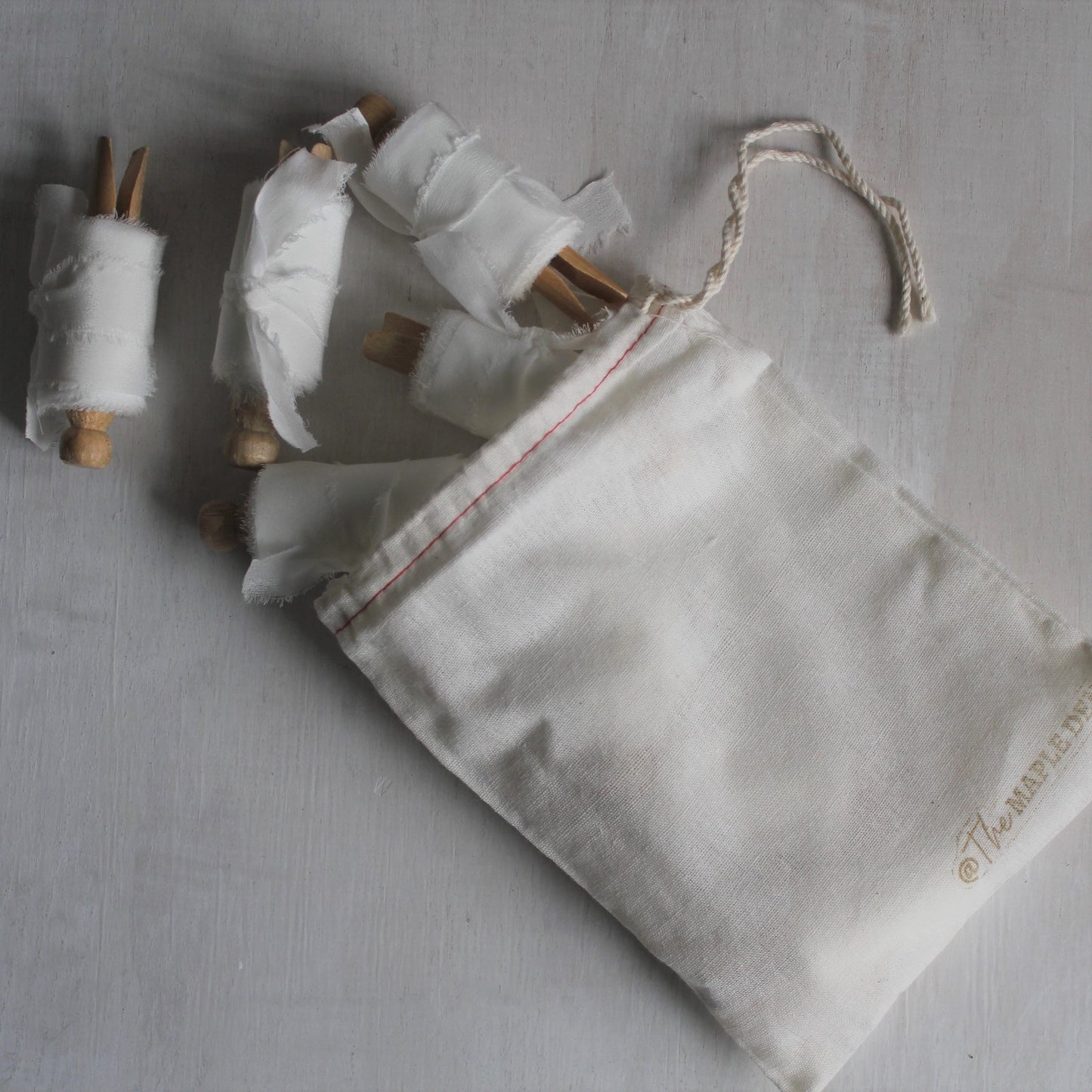 White Silk Crepe de Chine Ribbon Hand Torn