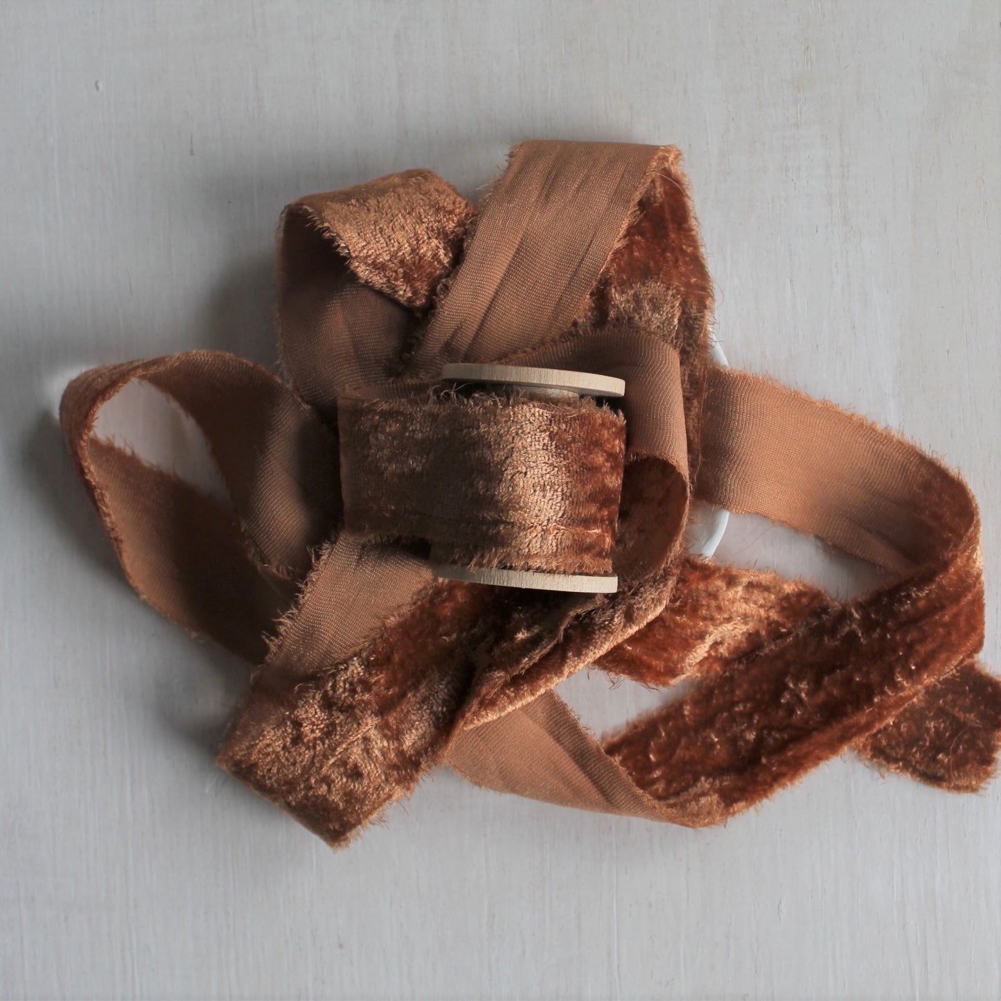 Plush velvet ribbon in earthy orange tones