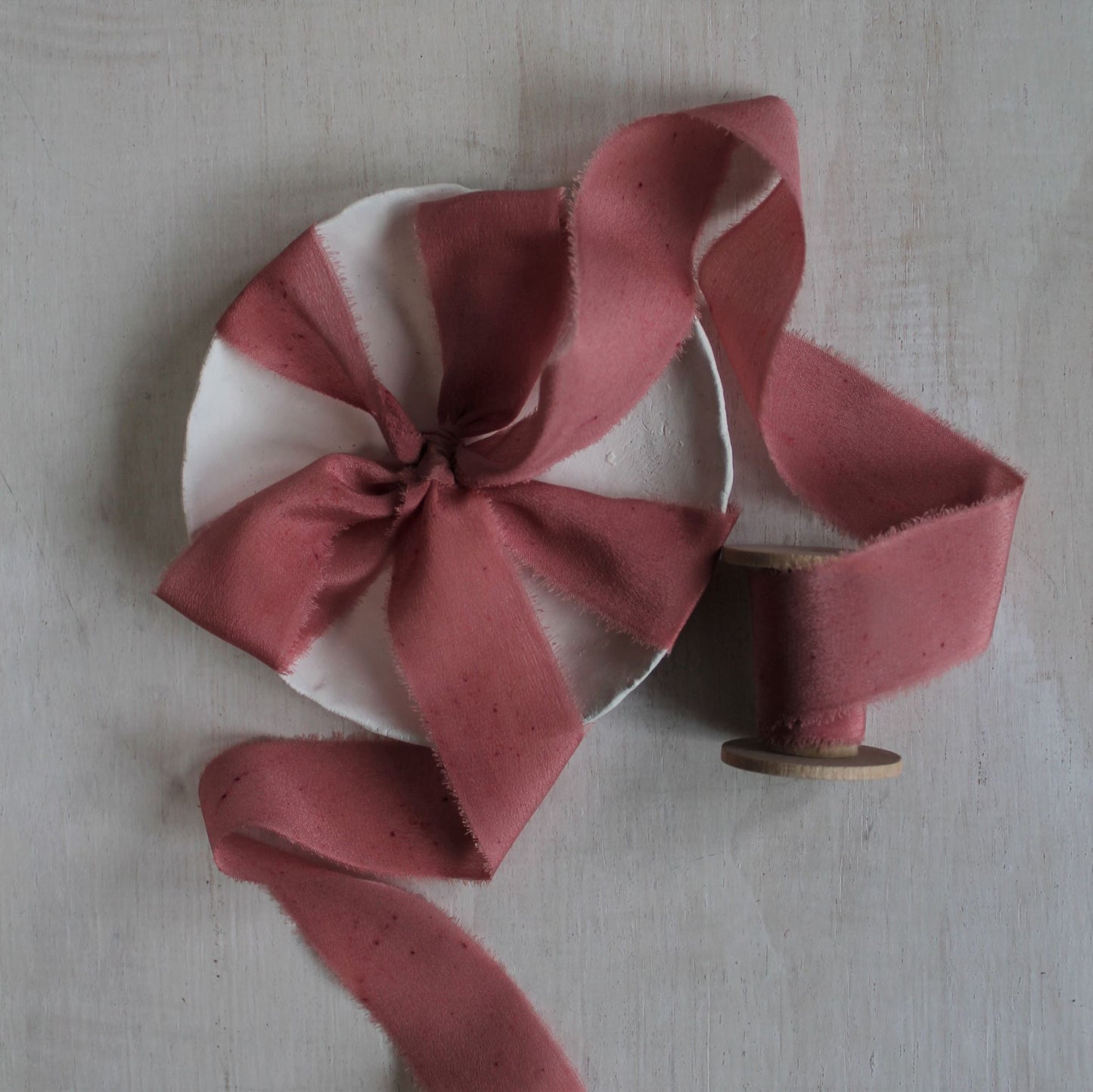 ROSEWOOD Silk Crepe de Chine Ribbon Hand Torn - LAST CHANCE