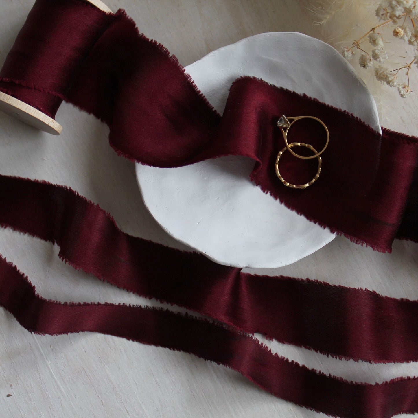 BURGUNDY  Silk Charmeuse Ribbon Bias Cut