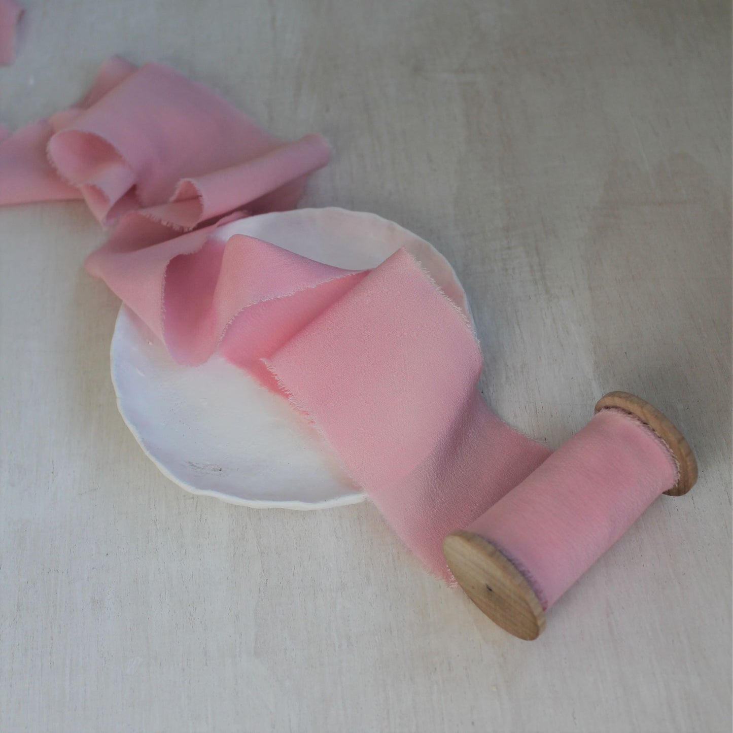 IRIDESCENT PURPLE Silk Crepe de Chine Ribbon Hand Torn