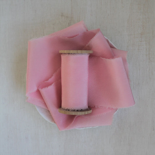 IRIDESCENT PURPLE Silk Crepe de Chine Ribbon Hand Torn