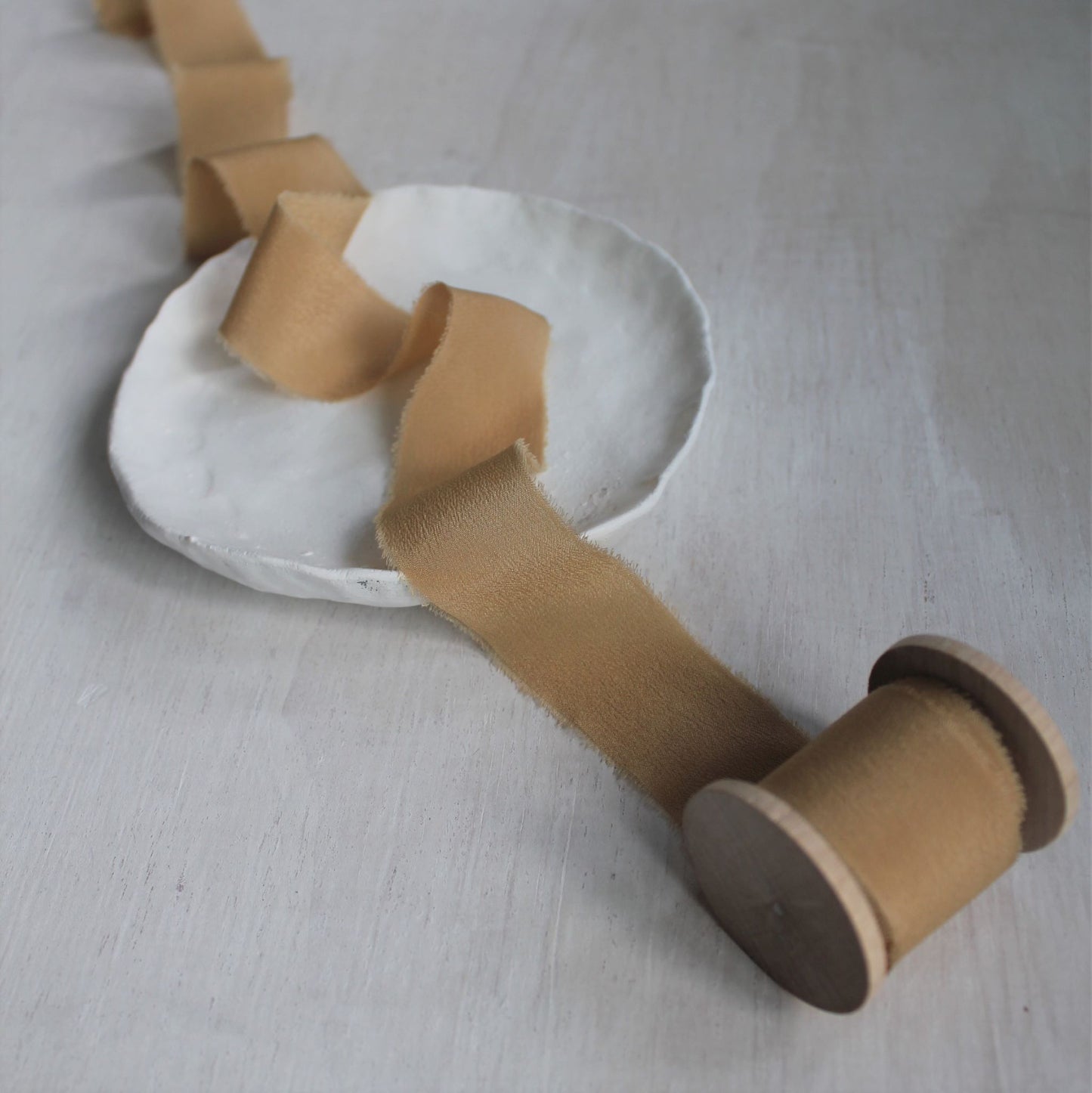 CARAMEL Silk Crepe de Chine Ribbon Hand Torn - LAST CHANCE