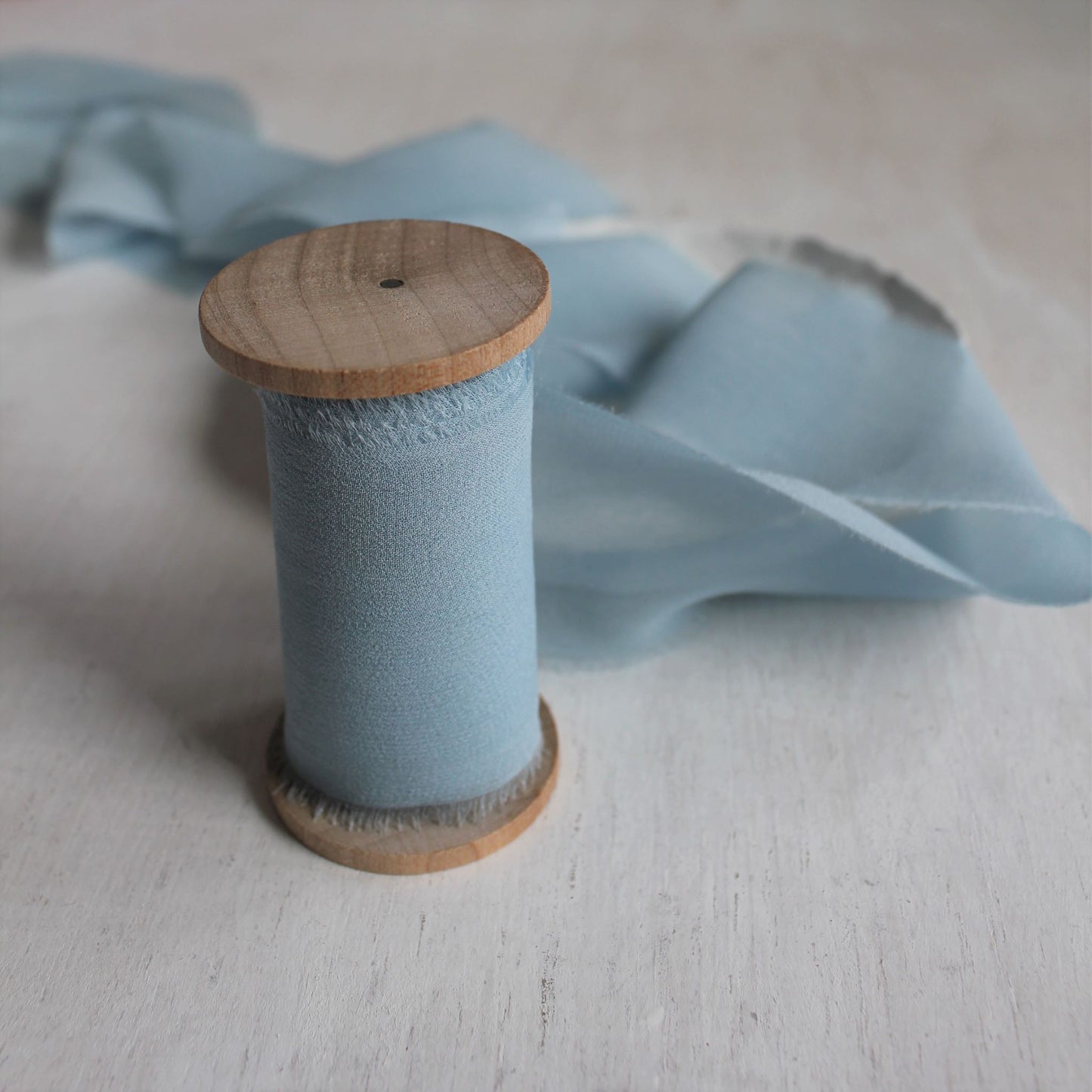 PALE BLUE Silk Chiffon Ribbon Hand Torn