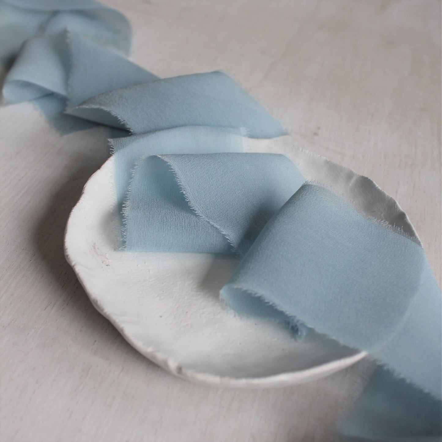 PALE BLUE Silk Chiffon Ribbon Hand Torn