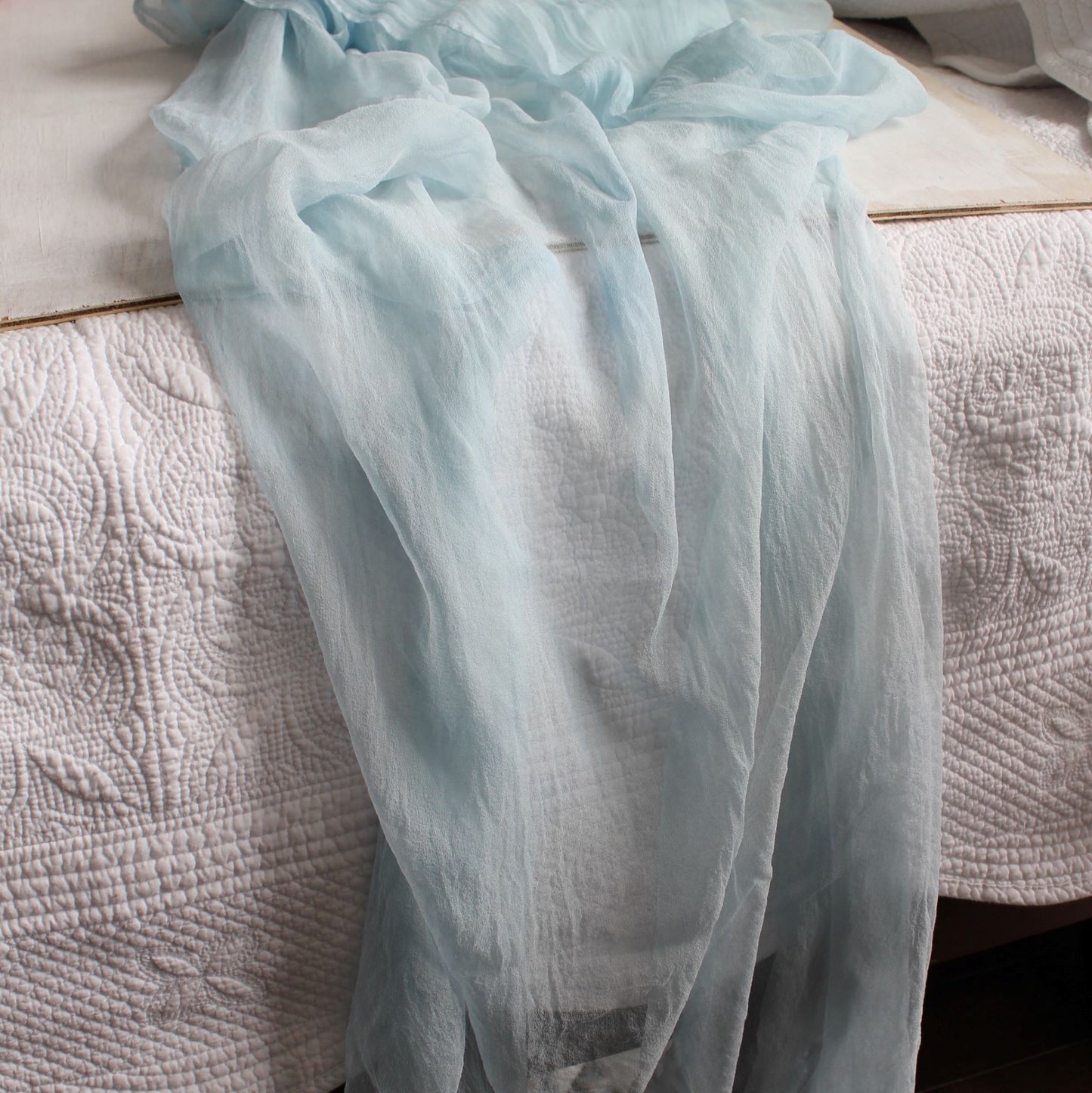 Pale Blue Silk Chiffon Table Runner - 5 yards