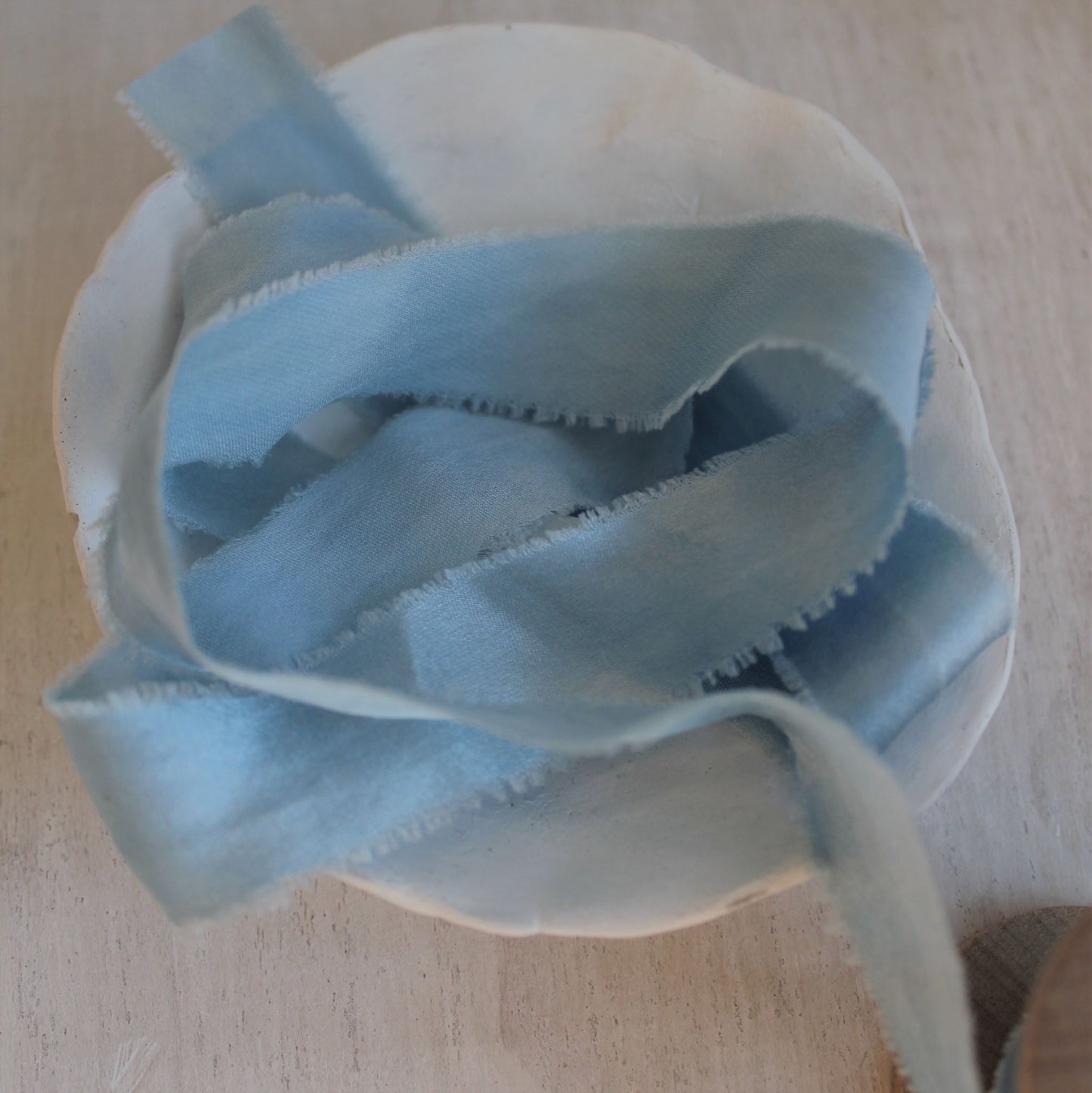 PALE BLUE Silk Charmeuse Ribbon Bias Cut