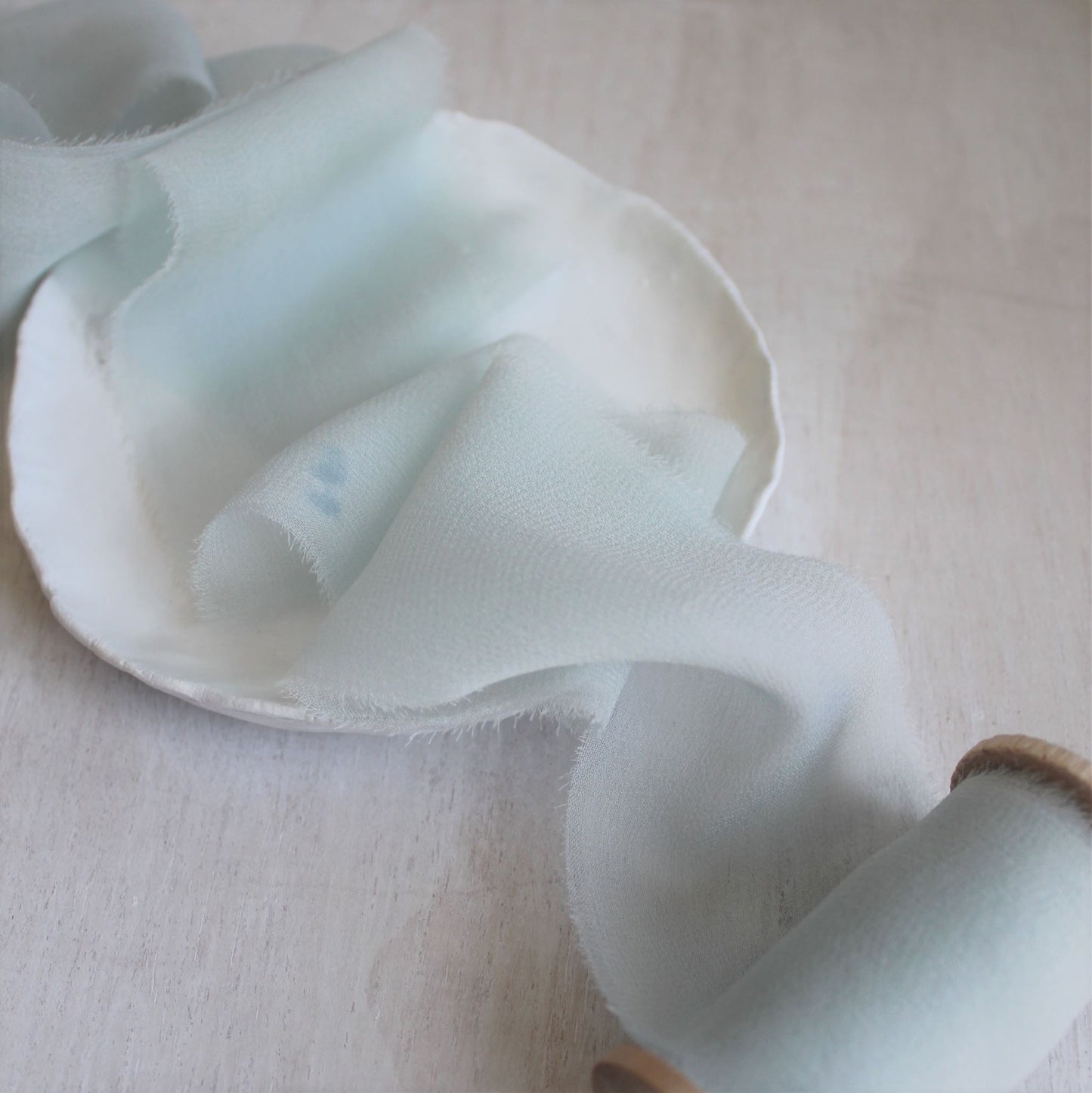 PALE BLUE Silk Chiffon Ribbon Hand Torn