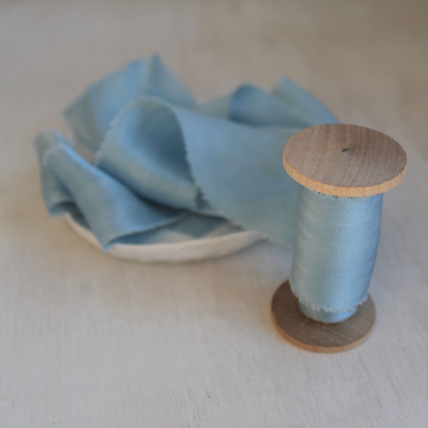 PALE BLUE Silk Charmeuse Ribbon Bias Cut