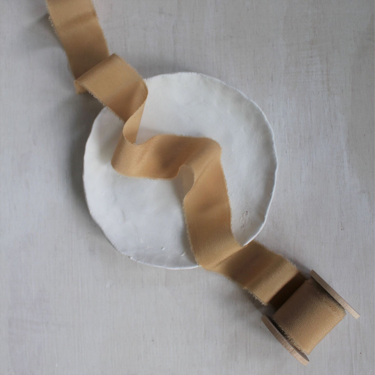 CARAMEL Silk Crepe de Chine Ribbon Hand Torn - LAST CHANCE