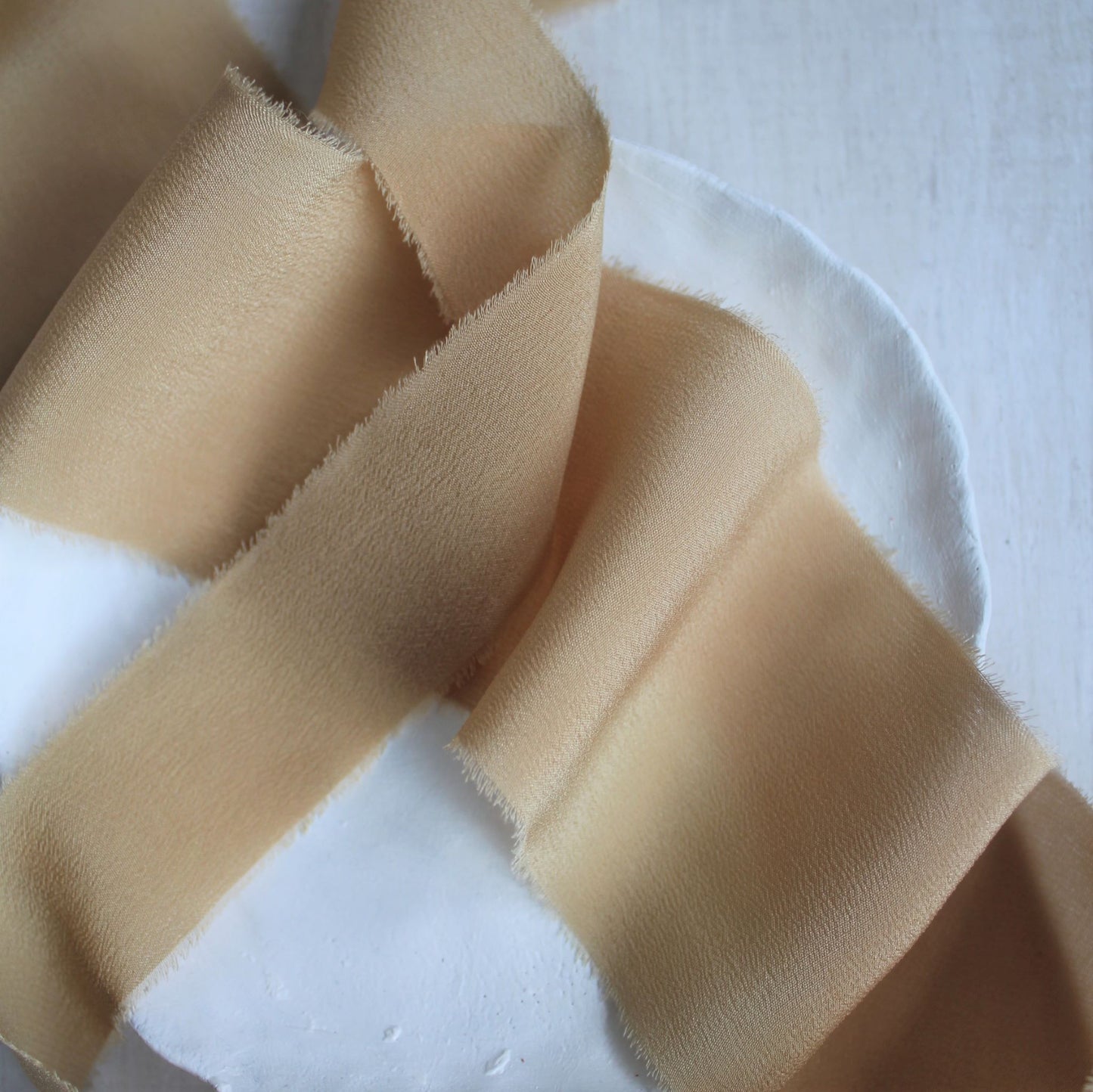 CARAMEL Silk Crepe de Chine Ribbon Hand Torn - LAST CHANCE