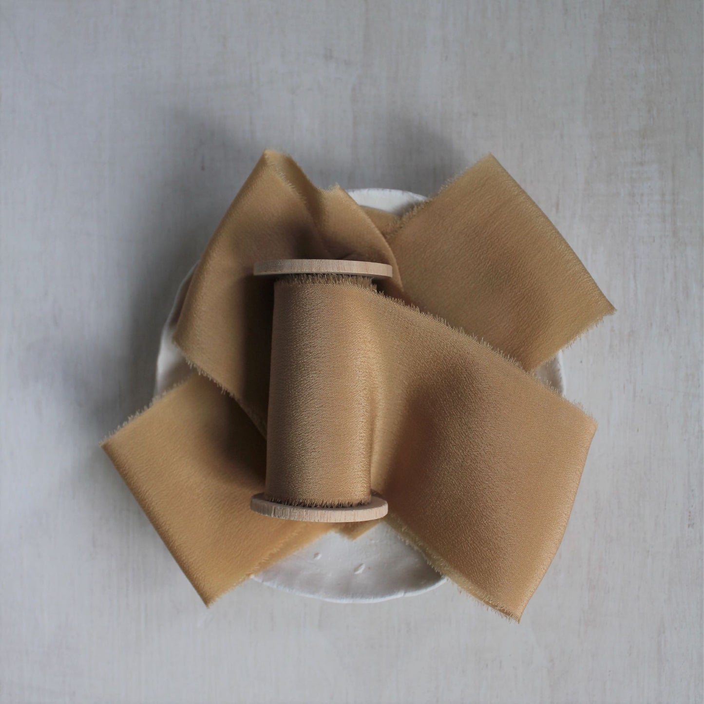 CARAMEL Silk Crepe de Chine Ribbon Hand Torn - LAST CHANCE