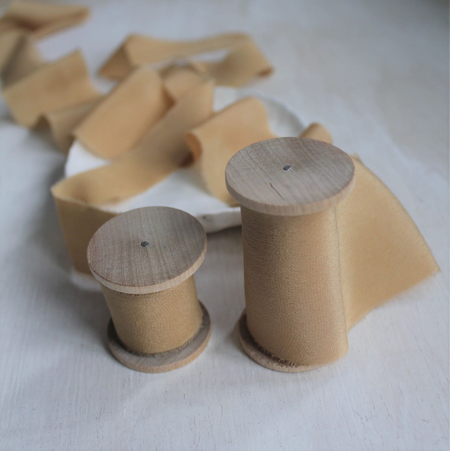 CARAMEL Silk Crepe de Chine Ribbon Hand Torn - LAST CHANCE
